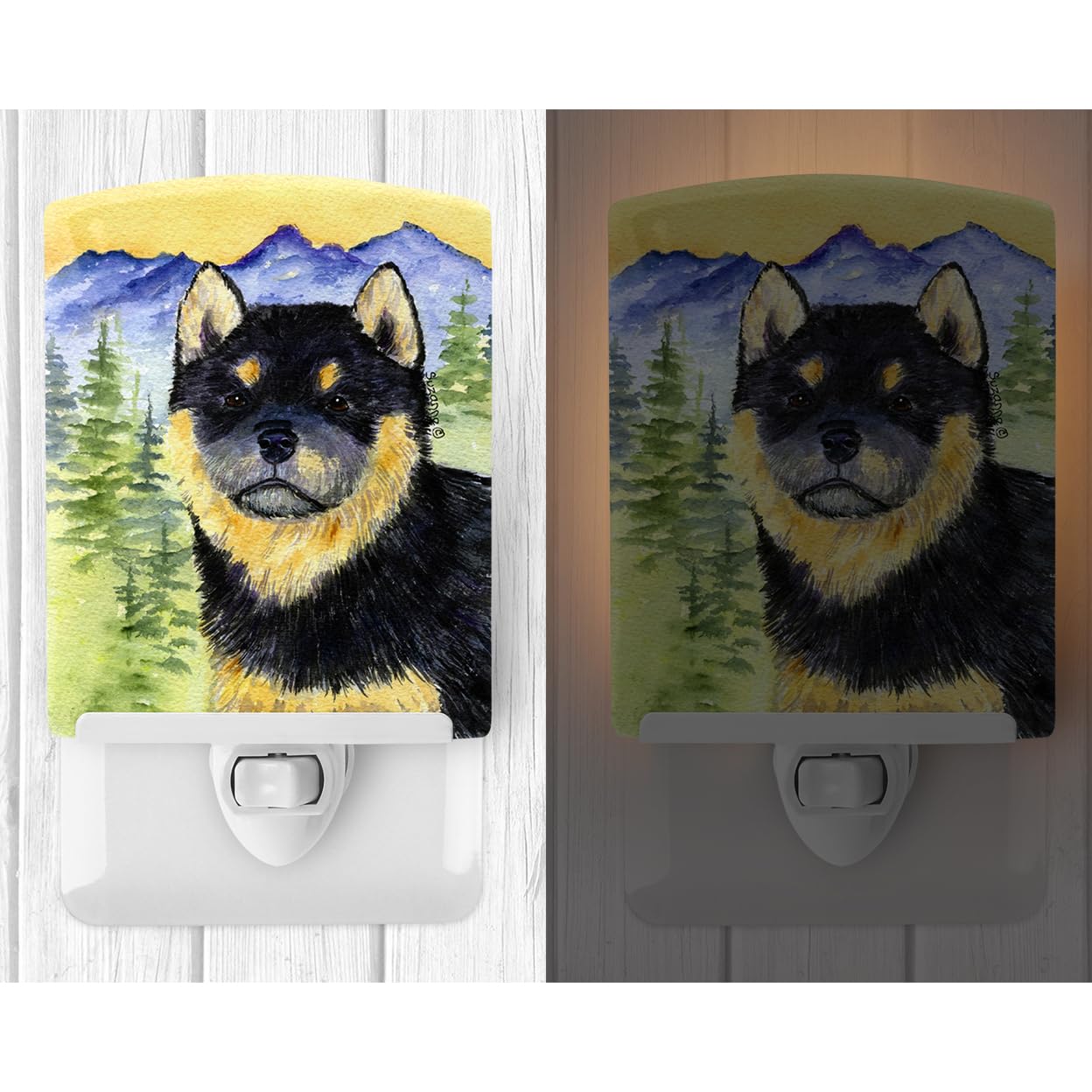 Caroline'S Treasures Ss8274Cnl Shiba Inu Ceramic Night Light Compact, Ul-Certified, Ideal For Bedroom, Bathroom, Nursery, Hallway, Kitchen, 6X4X3, Multicolor