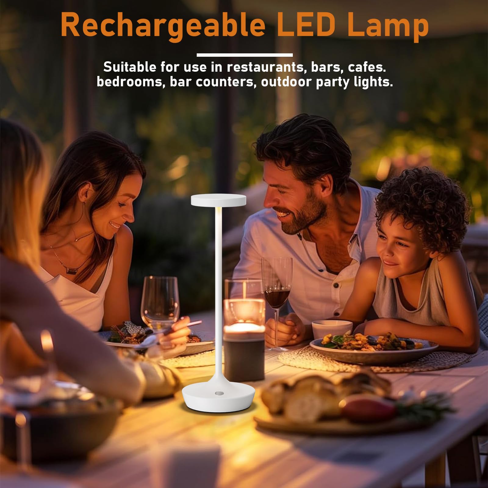 Tpczqj 2 Pack LED Cordless Rechargeable Table Lamp Waterproof IP54 Touch Light Metal White