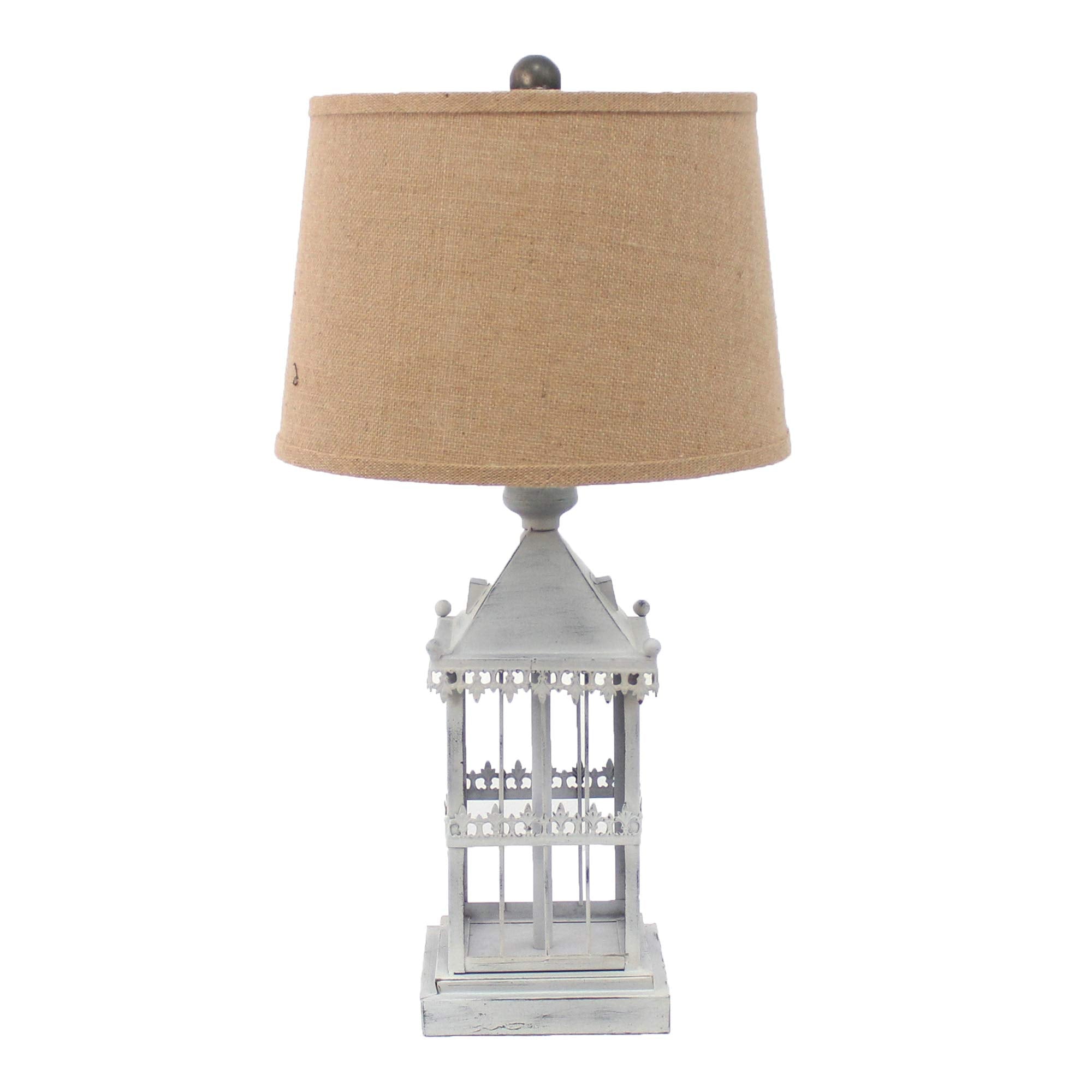 Benzara Metal Table Lamp with Fabric Shade, Beige and Gray, Model BM217245