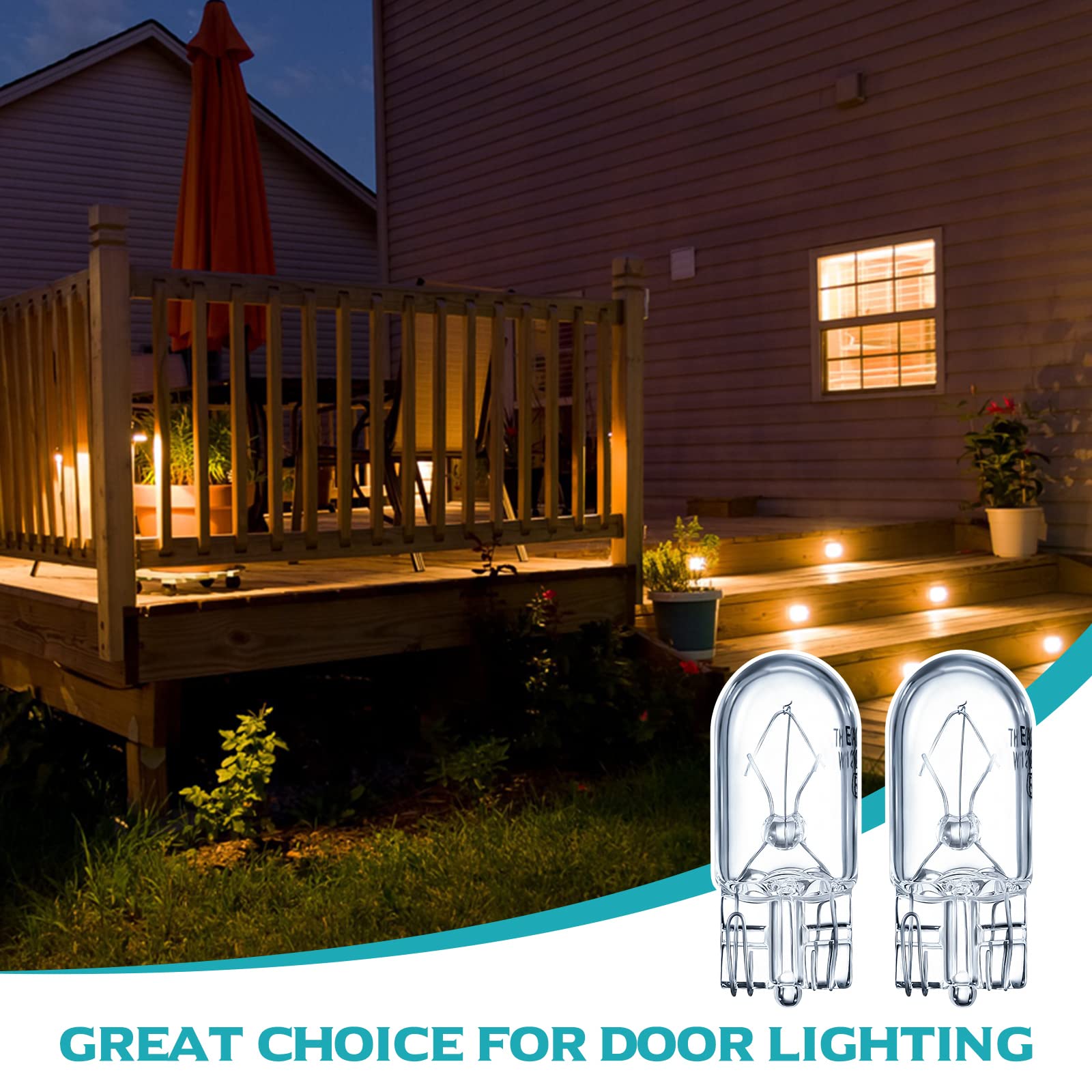Honoson 12V 5W Clear Krypton Light Bulb - 1/4 Wedge Base For Landscape, Rv & Cabinet Lighting (100 Pieces)