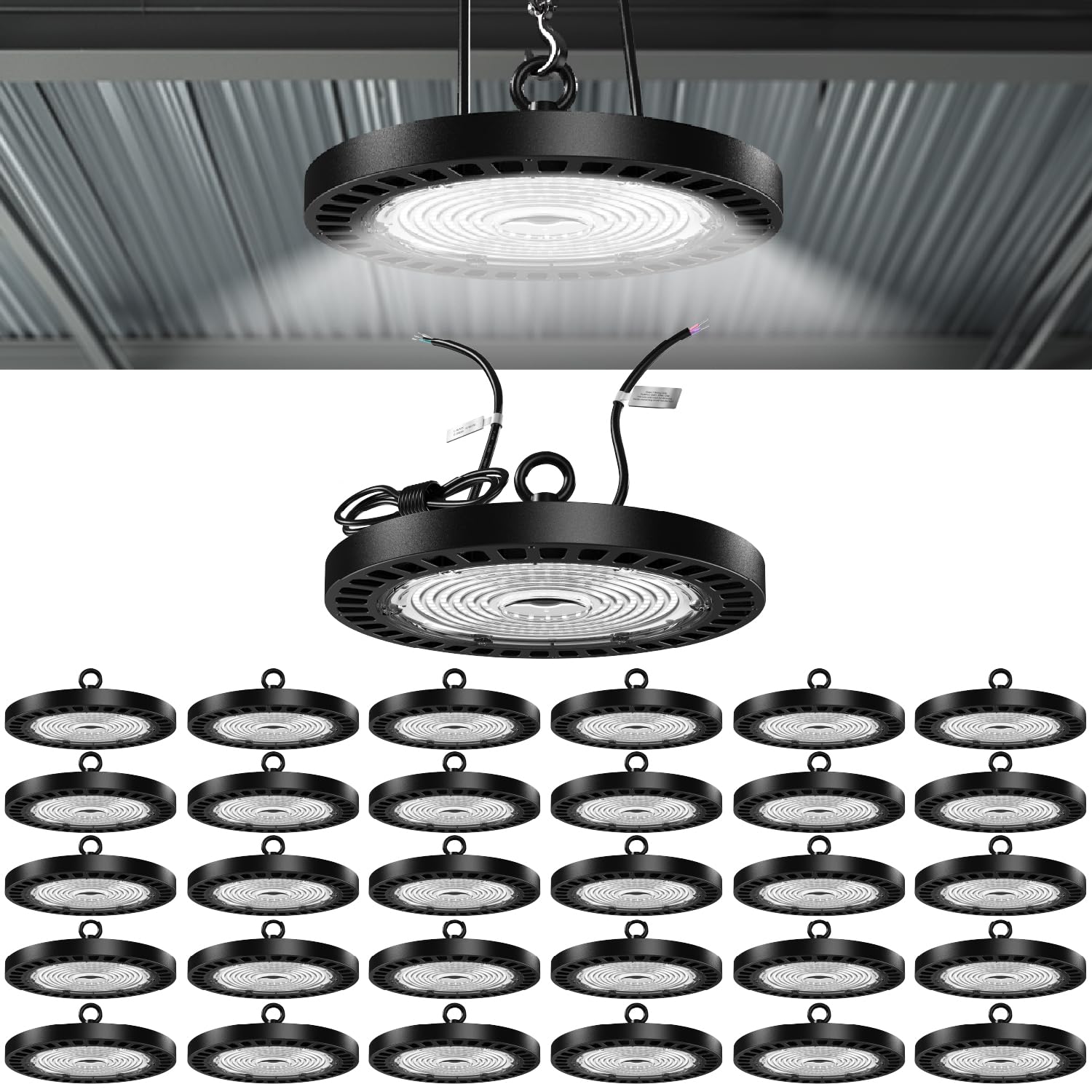 Sunco 30 Pack UFO LED High Bay Light, 150W, 21000 Lumens 5000K 100-277V Dimmable 0-10V, Ultra Bright Commercial Shop Lights for 