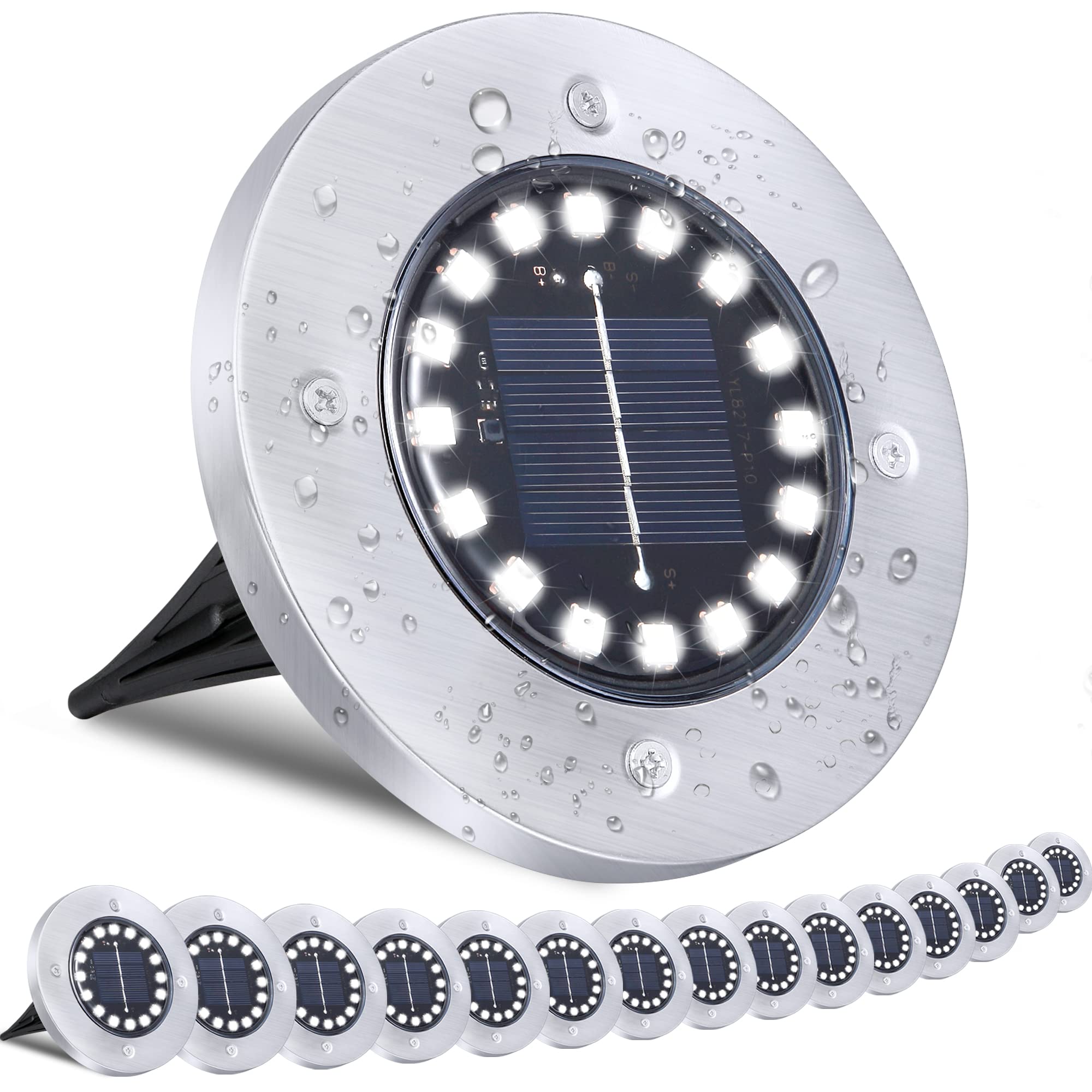 Tenfen Solar Ground Lights-Waterproof Solar Lights Outdoor Garden-Upgraded 16Led Bright In-Ground Light-Landscape Light For Path