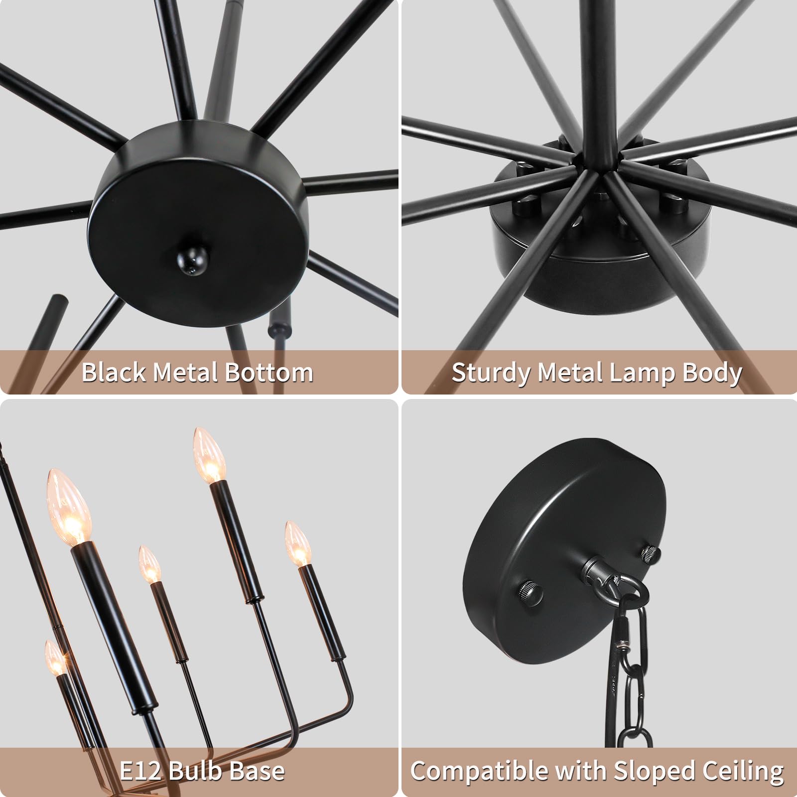 Rviezza Black Chandelier, 8-Light Farmhouse Chandeliers For Dining Room Lighting Fixtures Hanging, Industrial Modern Farmhouse C