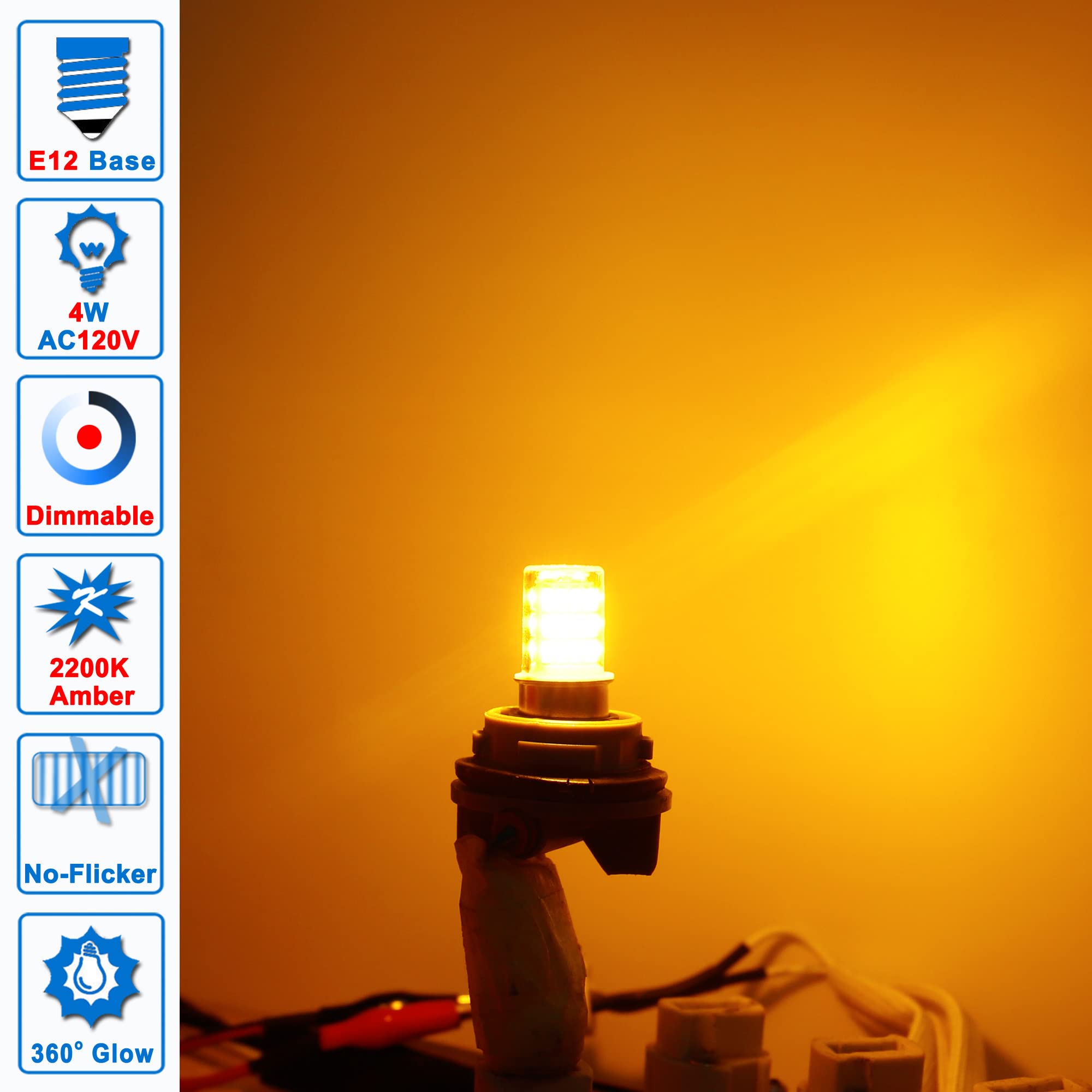 Himalayan Salt Lamp Rock Bulb Dimmable E12 Led Sleep Night Light Bulb 2200K Amber Warm, Kx-2000 40W Candelabra T6 C7 4W E12 Led
