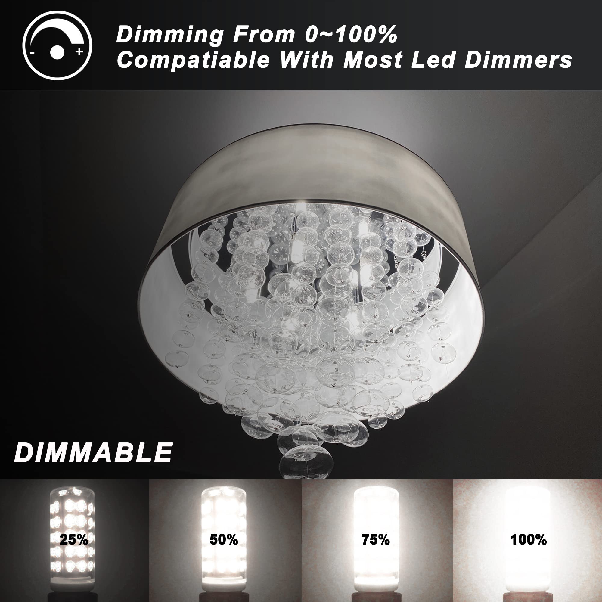 Ziomitus E12 25W-40W 6000K Daylight White Dimmable Led Bulbs Replacement, T6 Small Base E12 C7 Led Candelabra Bulbs 4W Bright Co