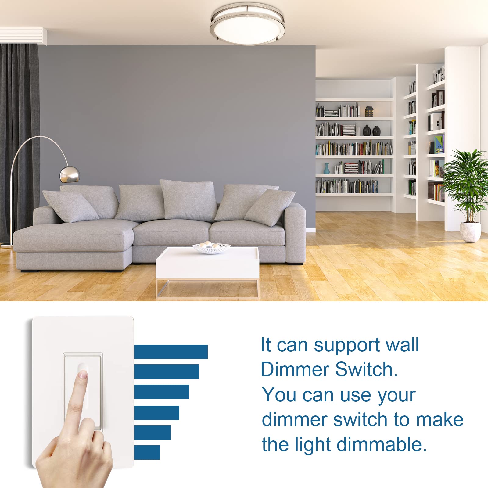 Oowolf 2-Pack 36W 13Inch Led Flush Mount Ceiling Light Fixture Dimmable Brushed Nickel, Easy To Install Led Ceiling Lamp Fixture