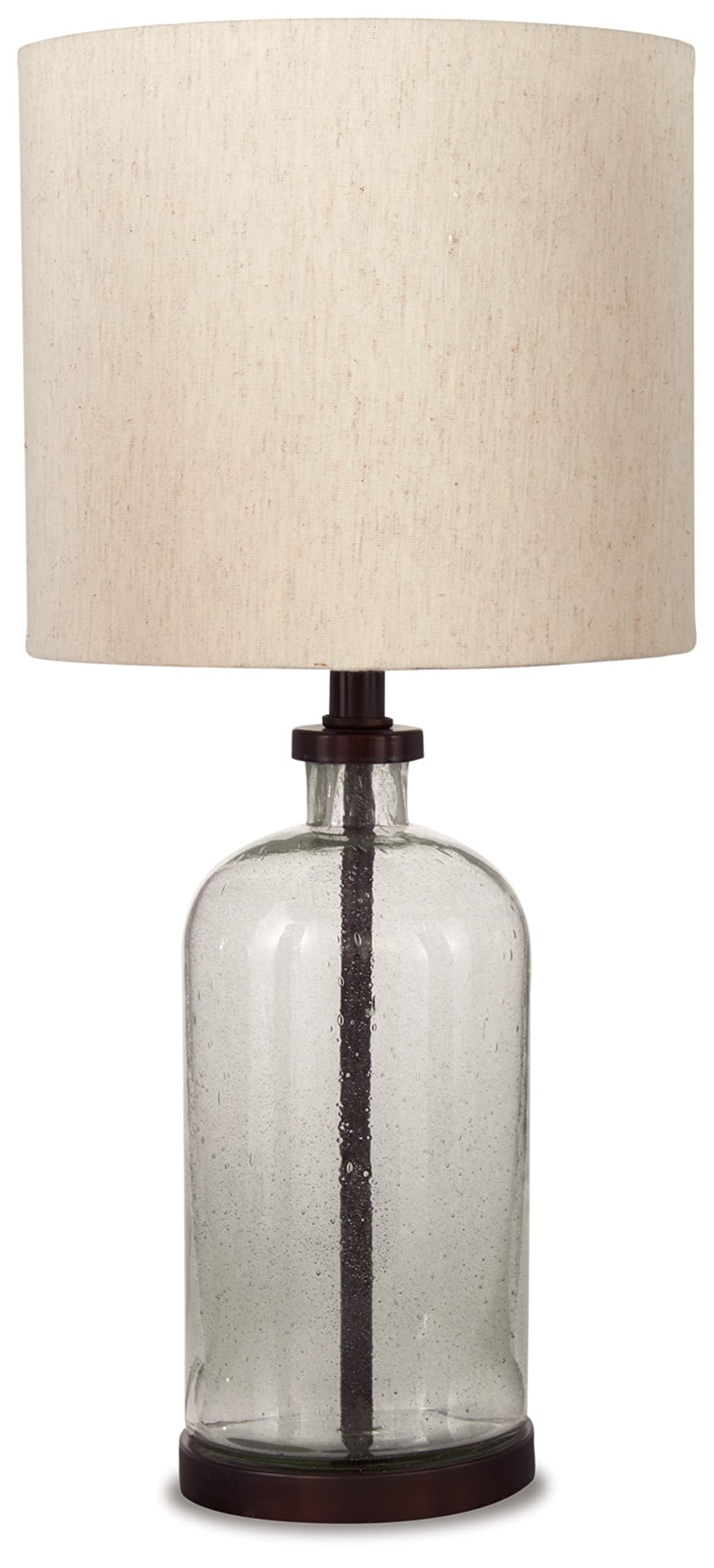 Signature Design by Ashley Table Lamp, 22.5in Modern Farmhouse, Bronze, Glass, Model L430674, 10inW x 10inD x 23inH