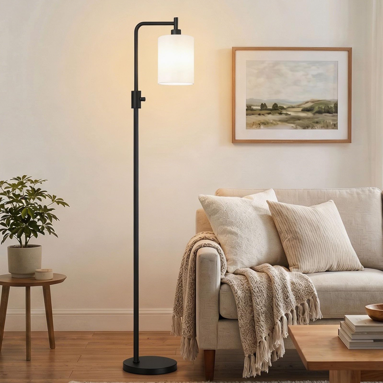 ?Upgraded?Dimmable Floor Lamp for Living Room with Frosted White Glass Shade, Modern Industrial Floor Lamp with 900LM Bulb Inclu