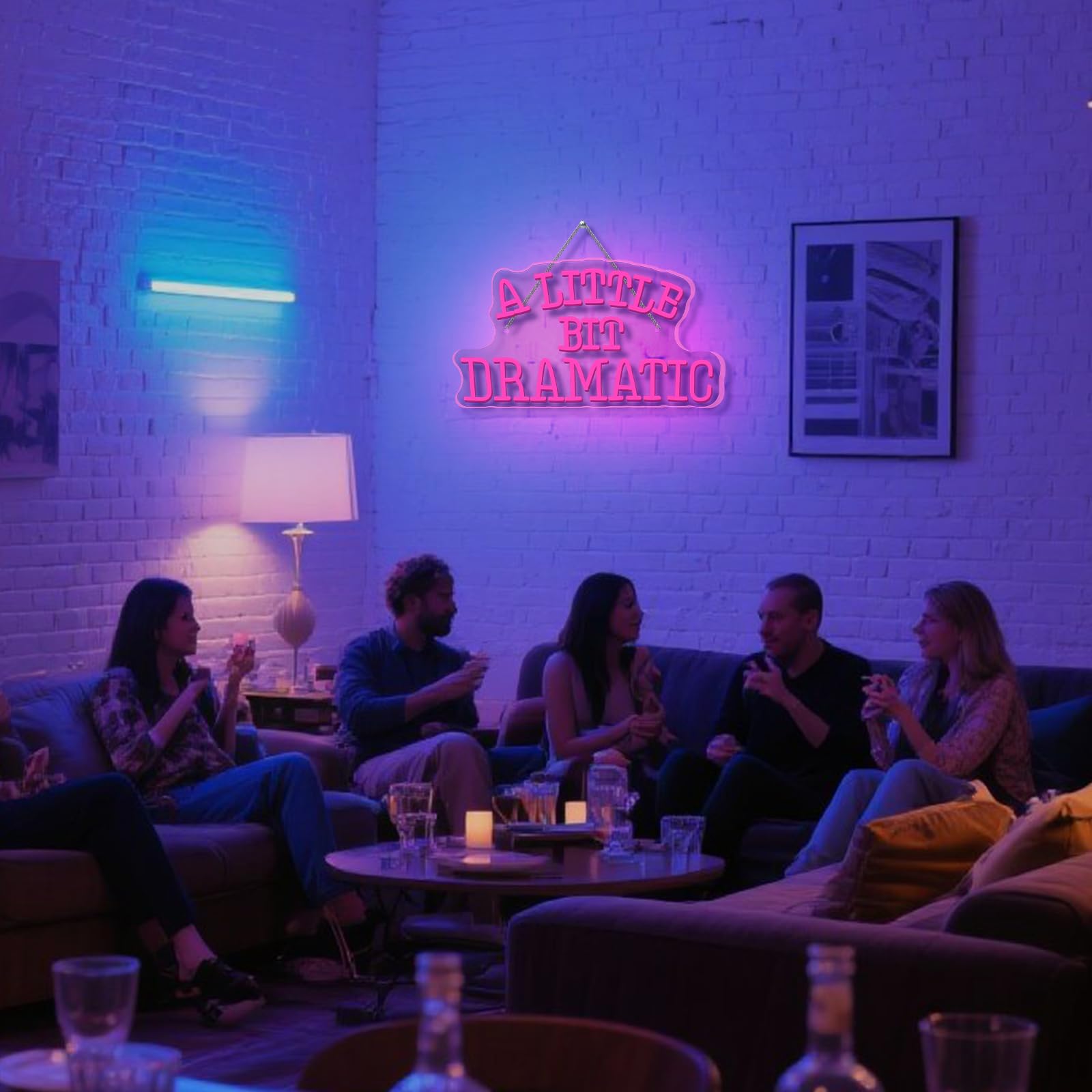 WLHOPE Neon Wall Sign - Adjustable Pink LED Lights for Party, Club, Living Room, Bedroom, 16.5 x 9 inches, Acrylic, A Little Dramatic