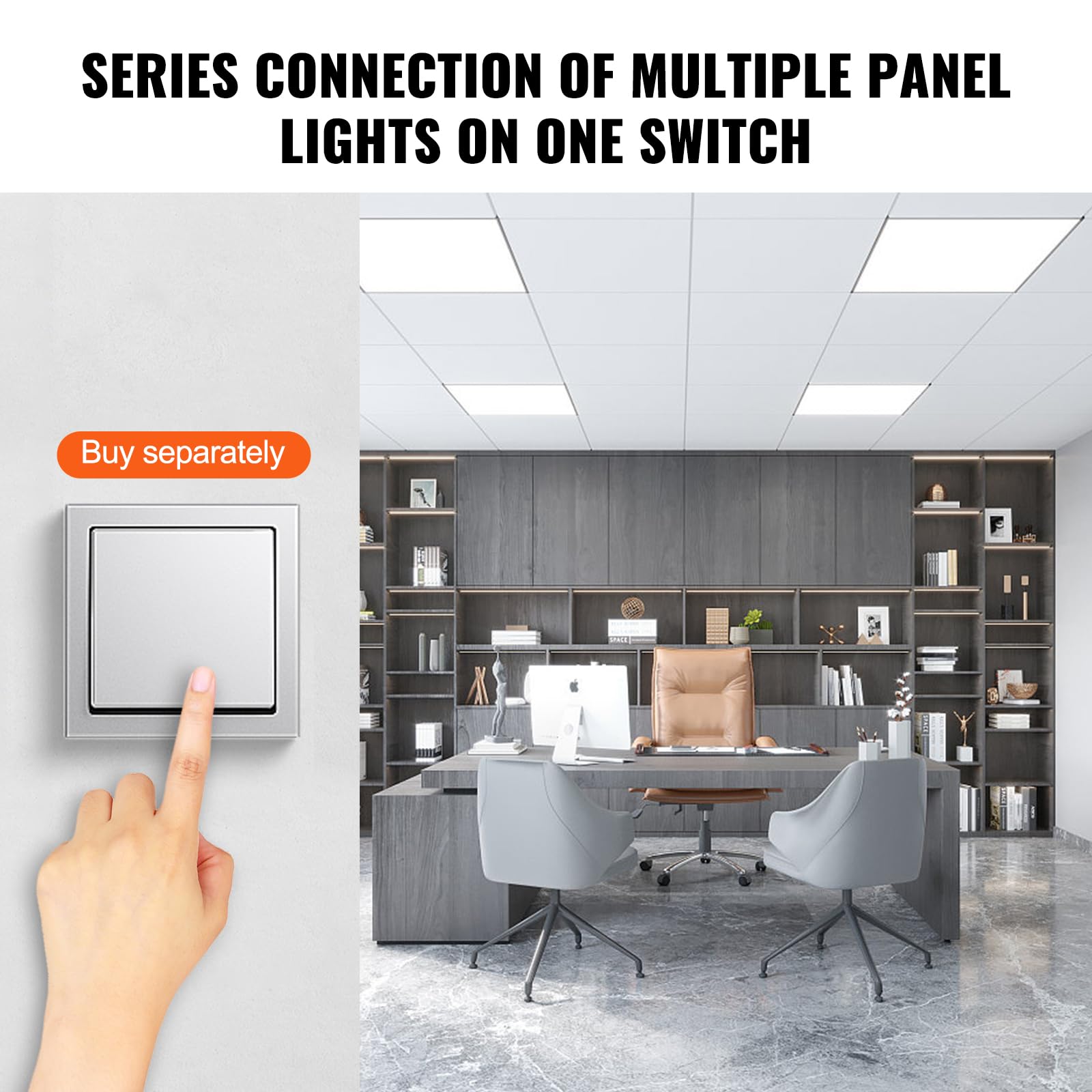 VEVOR 2 Pack 2x4 FT LED Flat Panel Light, 6000LM 50W, Surface Mount LED Drop Ceiling Light Fixture with Adjustable Color Tempera