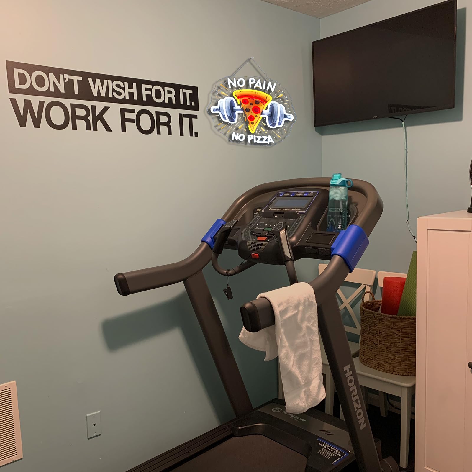 Lucunstar Gym Neon Sign No discomfort-reducing No Pizza Uv Printed Light Signs For Wall Decor Dimmable Dumbbell Barbell Led Lights Decoration Fitness Club Gift For Teens Sports Room Usb Powered 14.57 X 12.6 Inches