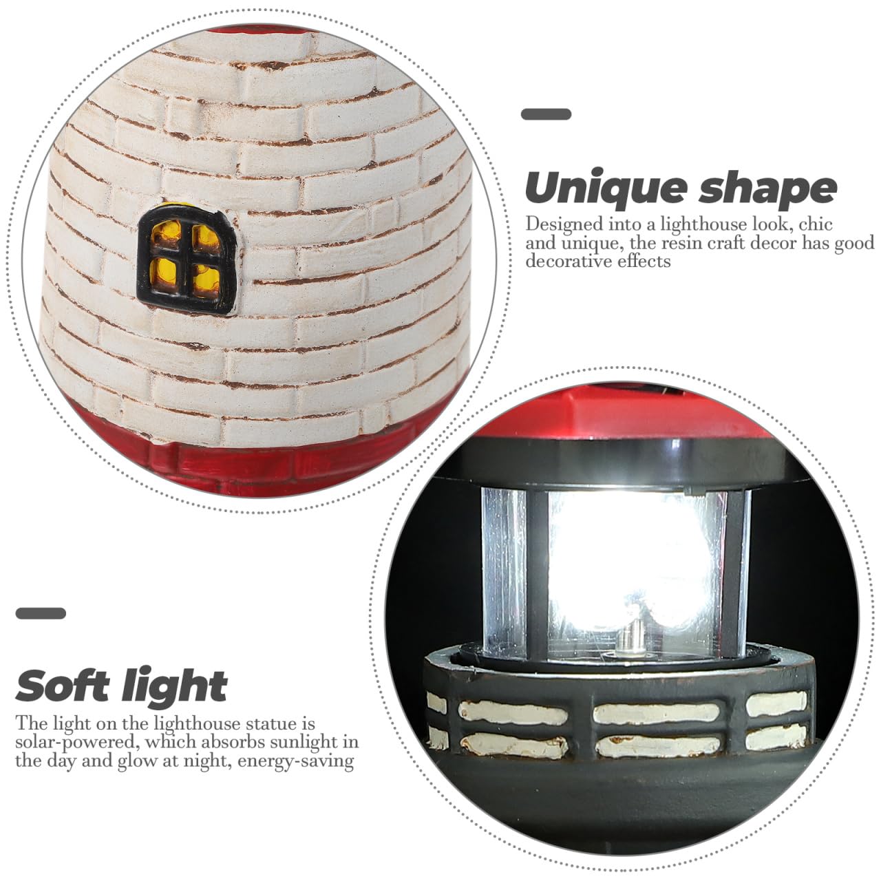 Housoutil Outdoor Solar Lighthouse Lamp Decor - 15 LED Tall Solar Lighthouse with Rotating Beacon - Waterproof Lighthouse for Ga