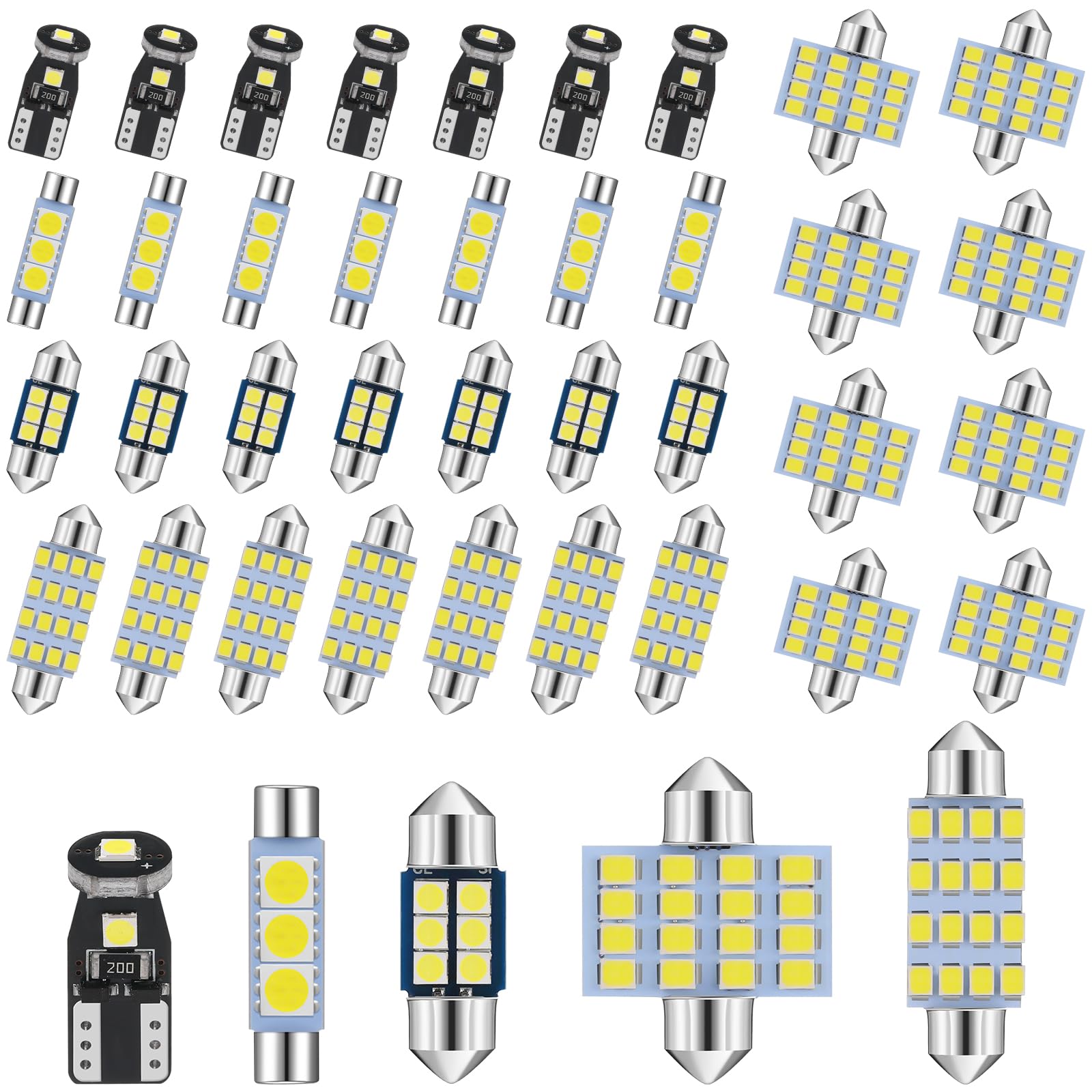 50 Pieces LED Car Bulb Kit T6 T10 28 mm 31 mm 41 mm LED Dome Light Interior Car Lights LED Bulbs for Car Interiors Map Dome Trunk Cargo Door Courtesy License Plate Light