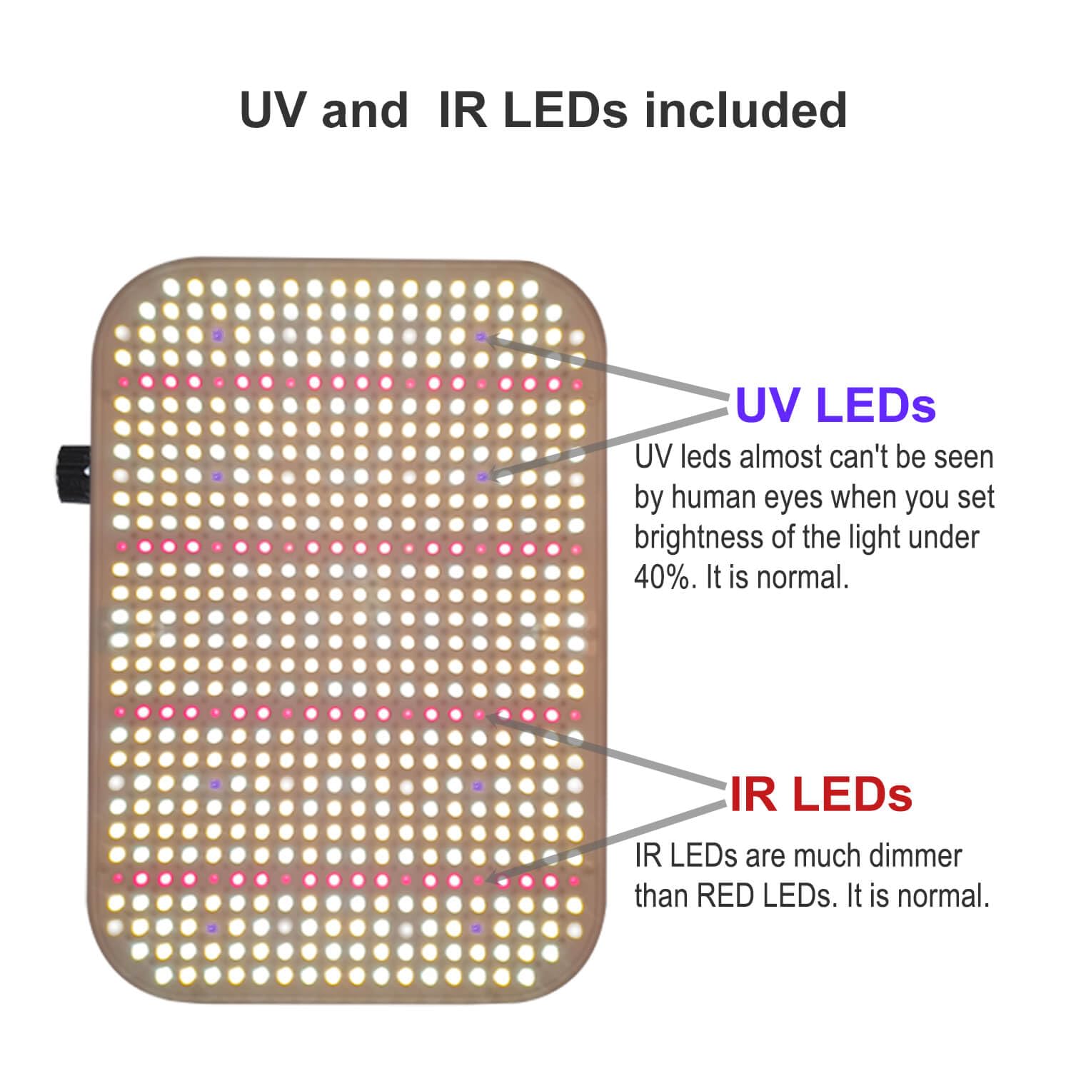 JINHONGTO 2-Pack 65W Dimmable LED Grow Lights, Full Spectrum, Black & White, Model ABS CR600 for Indoor Plants