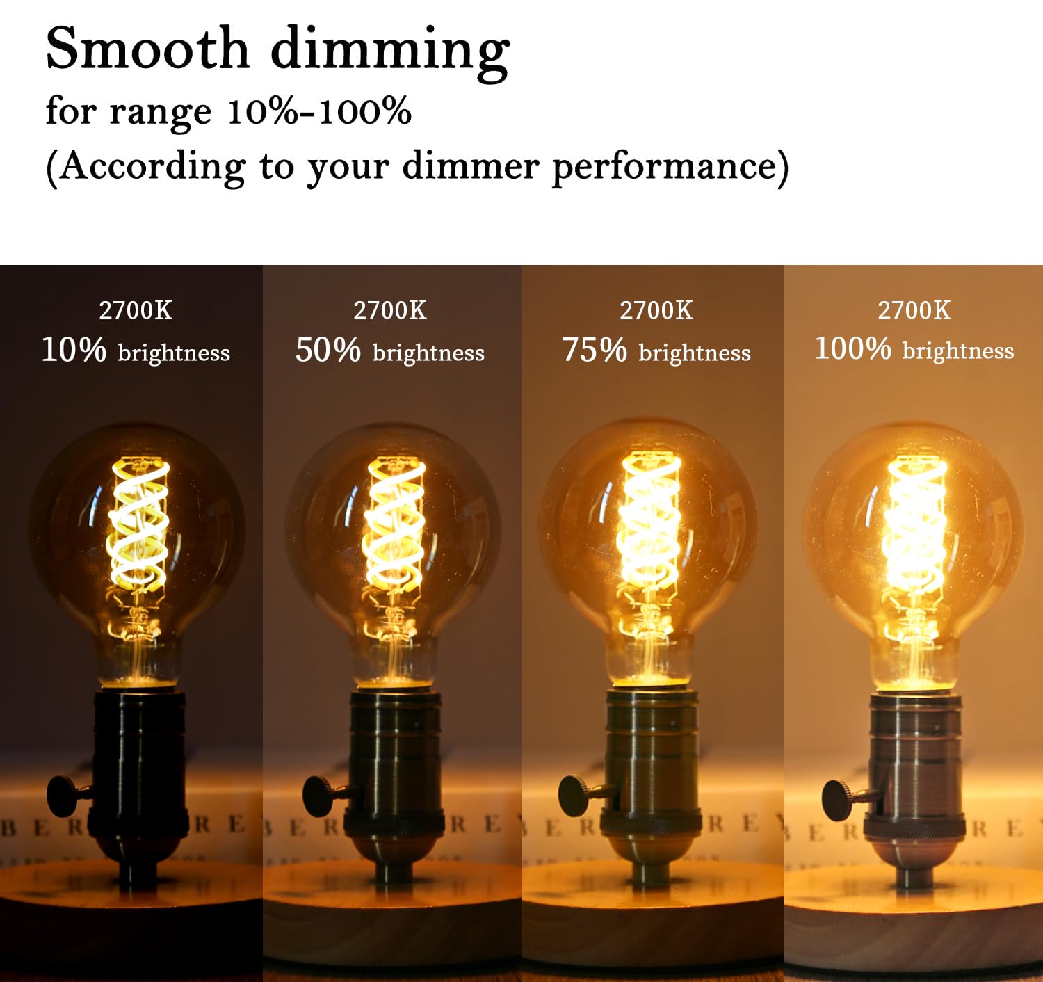 RuiAoTD LED Globe Vintage Edison Bulbs, 6W Equivalent, 600LM, Warm White 2500K, Dimmable, Amber Glass, 6 Pack