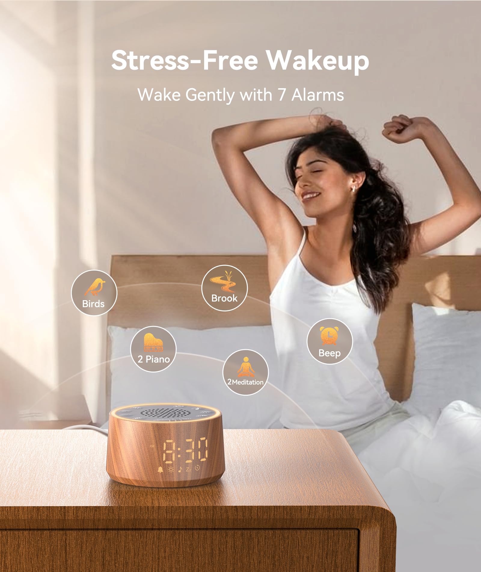 Dreamegg Baby Sound Machine With Nursery Lamp  25 Soothing Sounds  Alarm Clock  Dimmable Night Light  White Noise Machine For Sleep Sound Machine  Baby Shower Gifts Must Haves  Wood