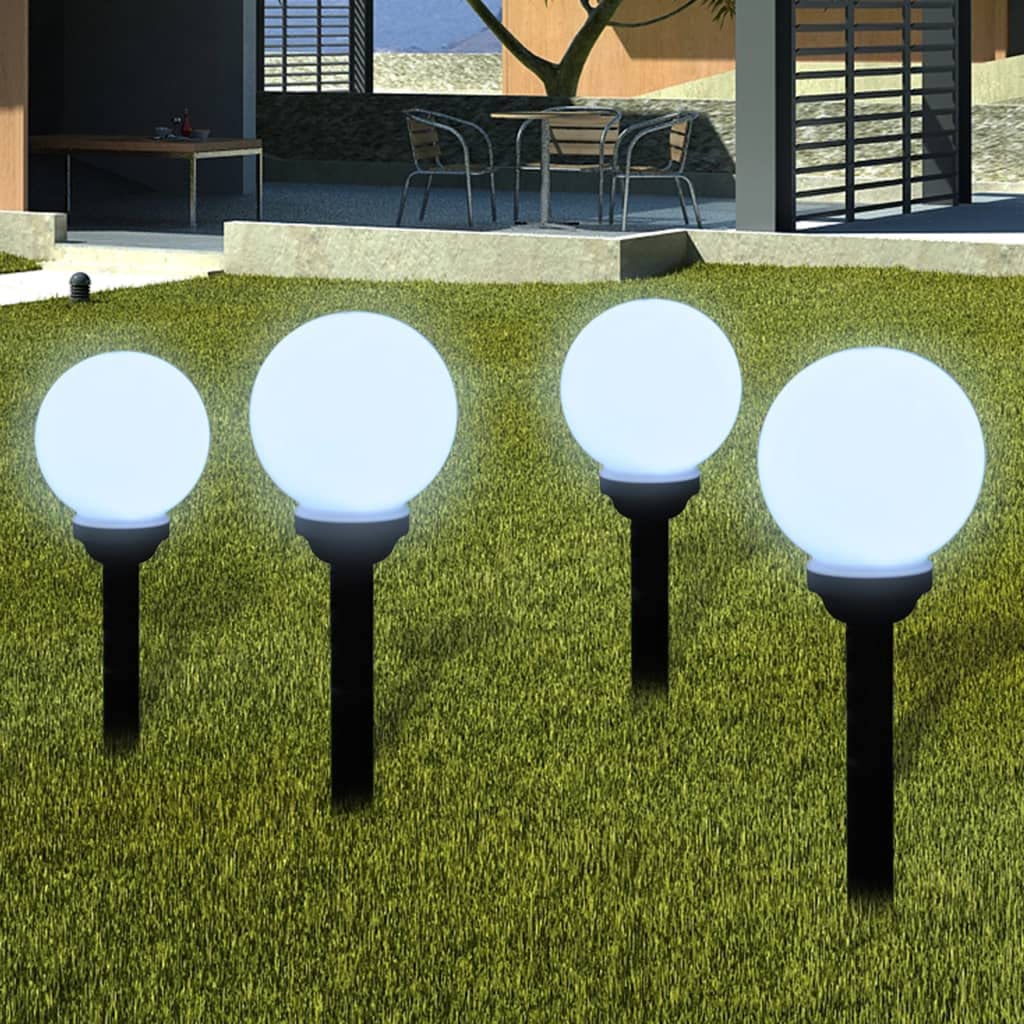 vidaXL 8X LED Outdoor Pathway Lamps with Ground Spike, Solar Ball Light, Polypropylene, 5.9in Garden Lighting, Backyard Decor