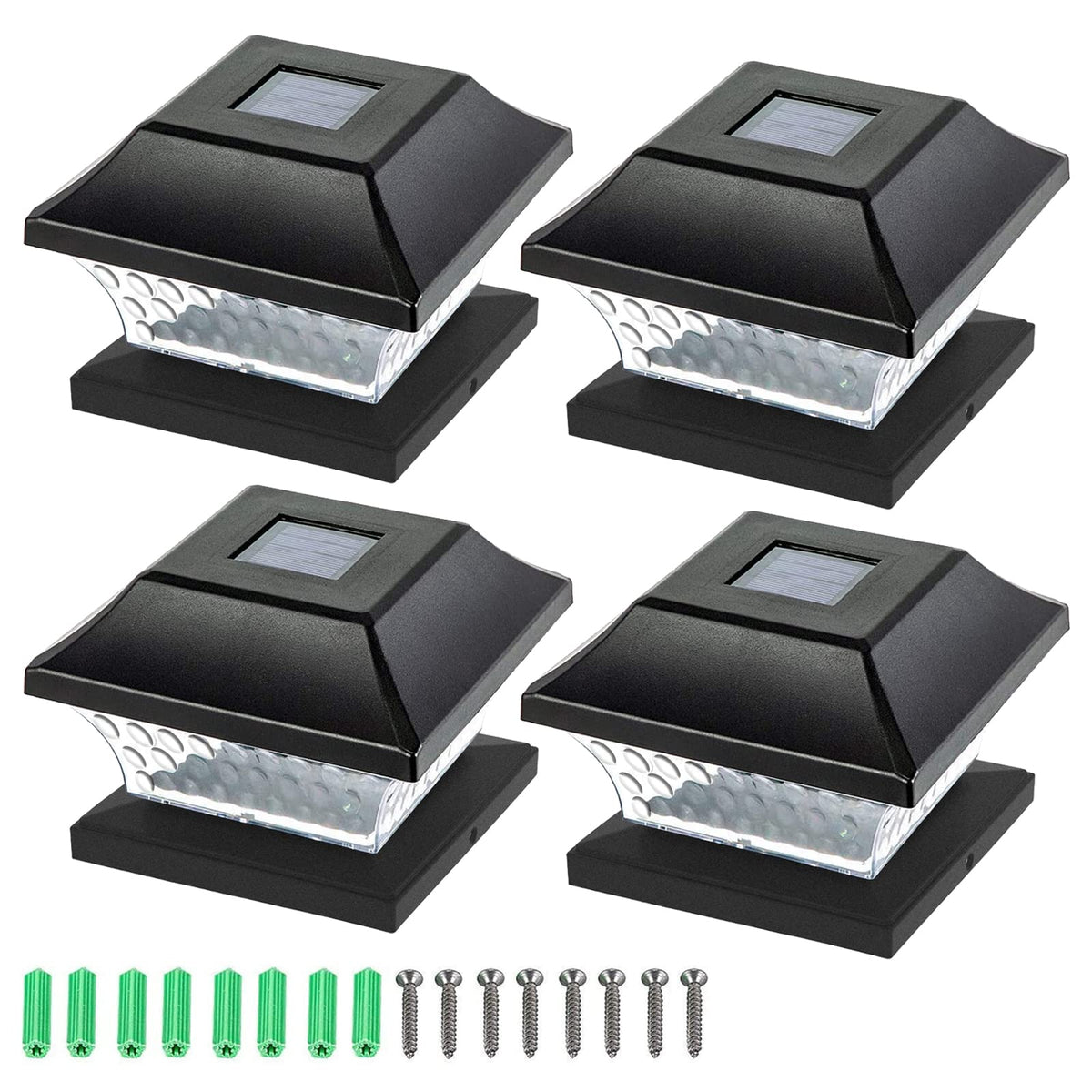 Sunwind Solar Post Cap Lights Outdoor- 4 Pack Led Fence Post Lights For 4X4 5X5 Wooden Posts Warm White Waterproof For Deck, Pat