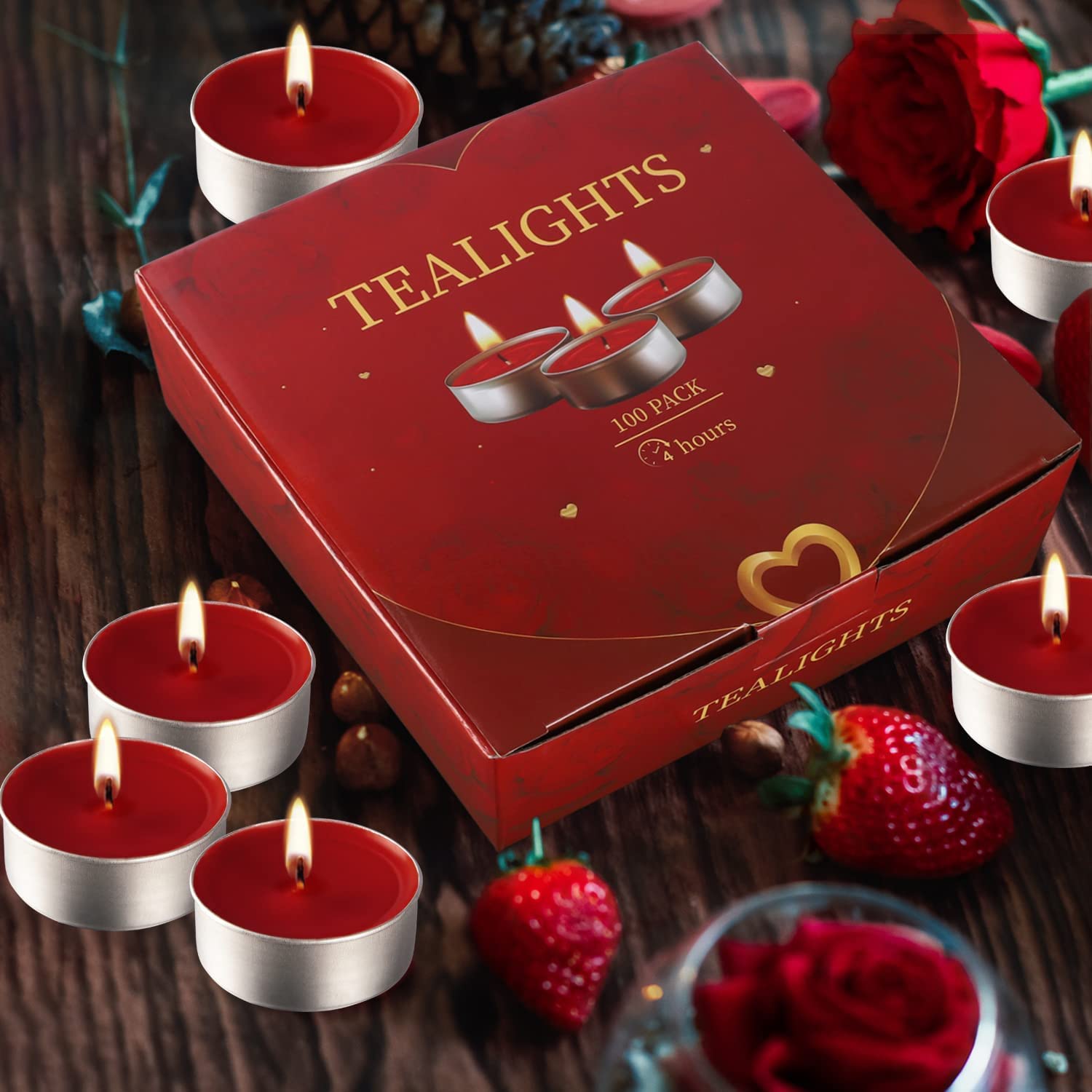Mini Tealight Candle(Red), Dripless,Smokeless And Unscented Tea Lights Votive Candles For Table Decor, Mood, Dinner, Home, Set Of 100, Long Lasting…