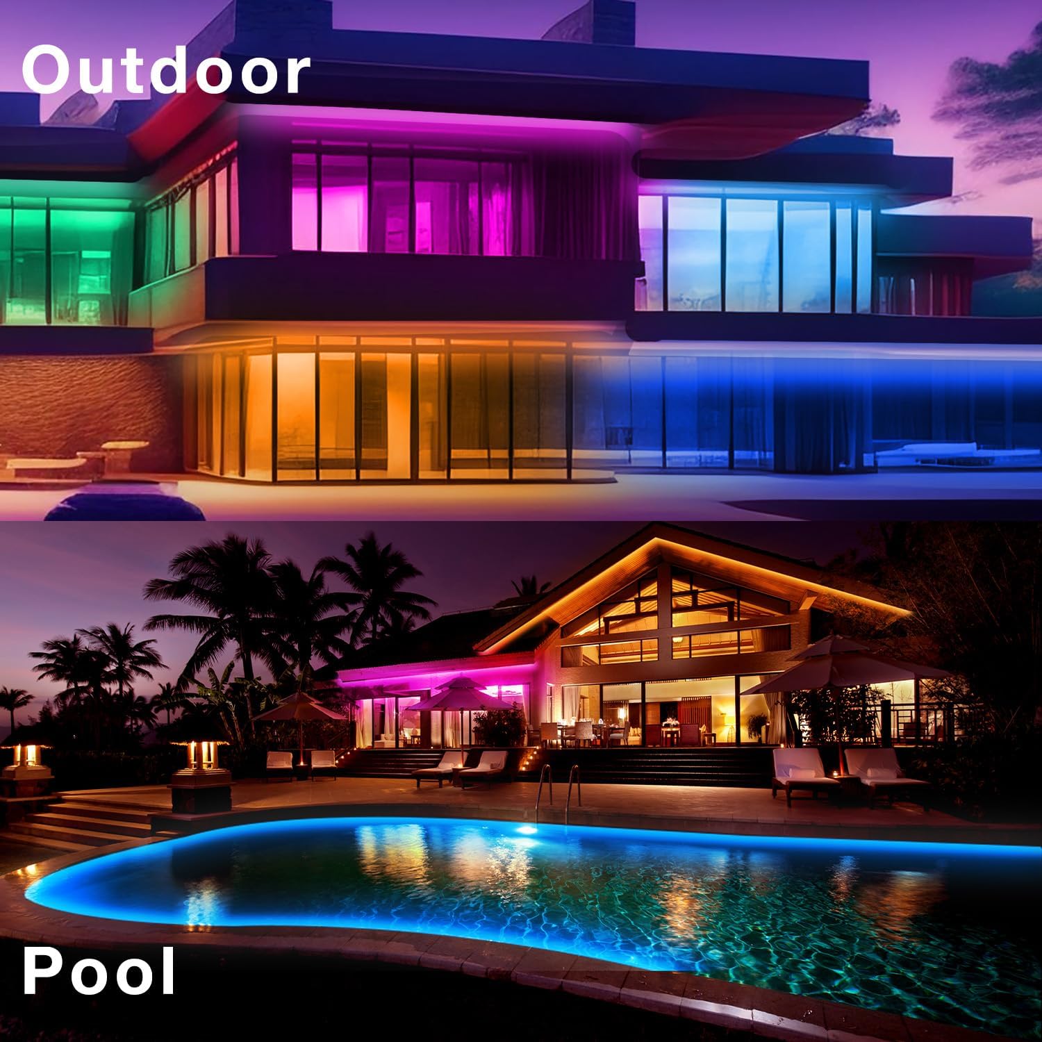 DAYBETTER 200ft Waterproof LED Strip Lights, RGB Color Changing with 24 Keys Remote, Ideal for Bedroom, Party, Holiday Decor