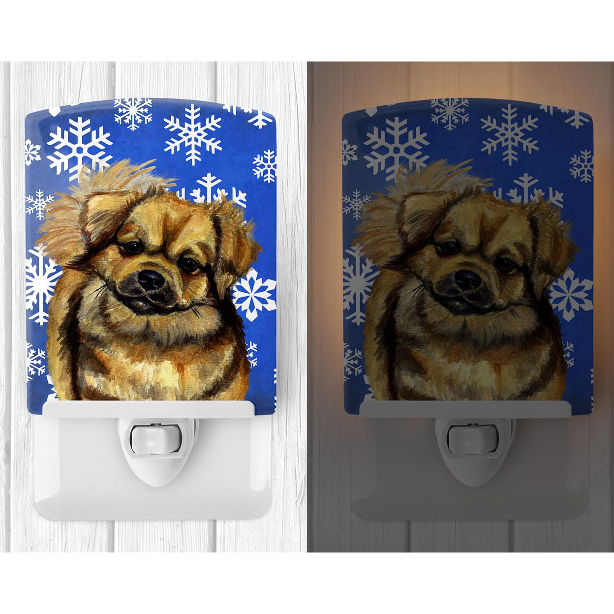 Carolines Treasures Ceramic Night Light, LH9304CNL, Tibetan Spaniel, 6x4x3in, UL-Certified, Ideal for Bedroom, Bathroom, Nursery, Multicolor