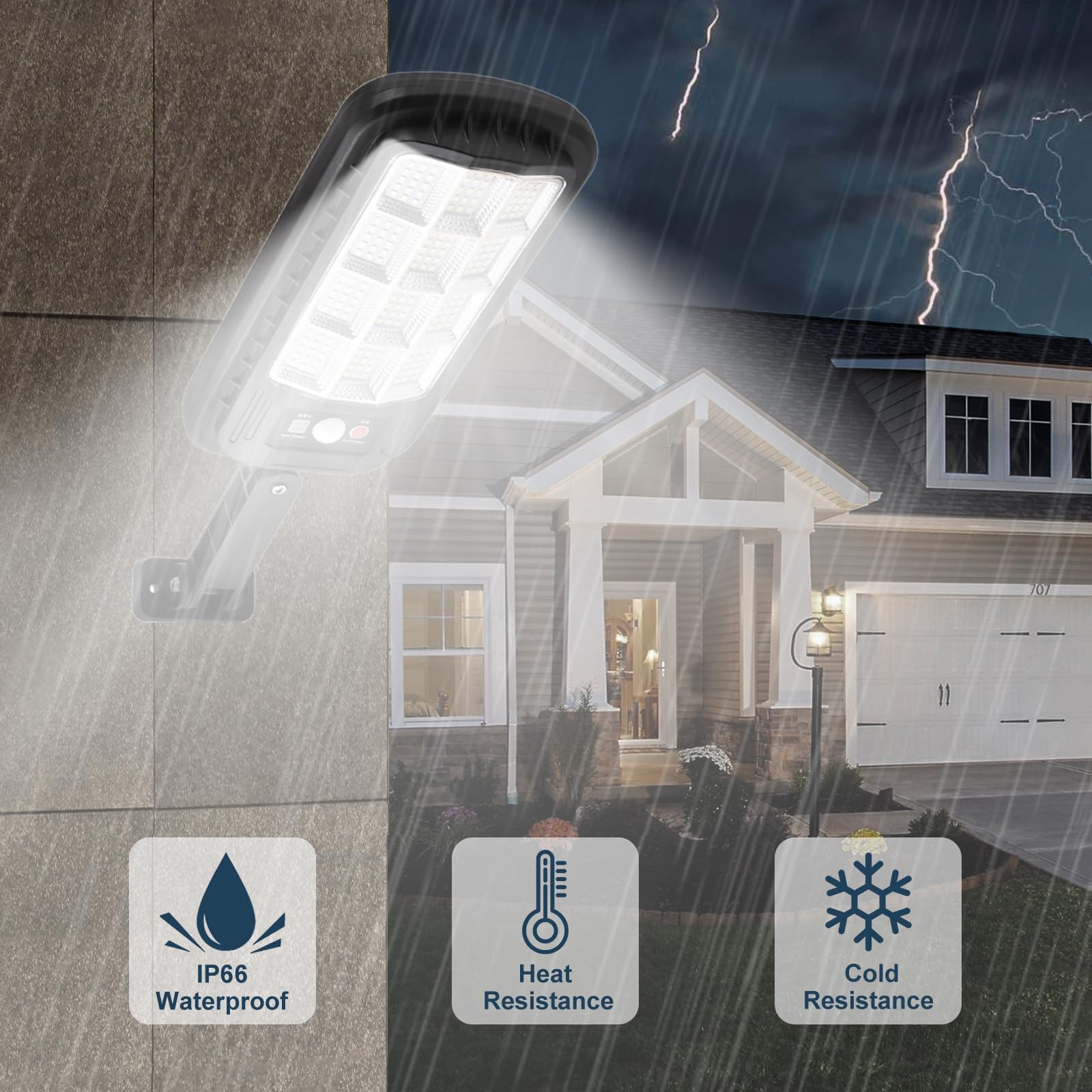 AITERMOND 4-Pack Solar Outdoor Lights, Motion Sensor, 180 LED, 6500K, IP66 Waterproof, Black, Model 2