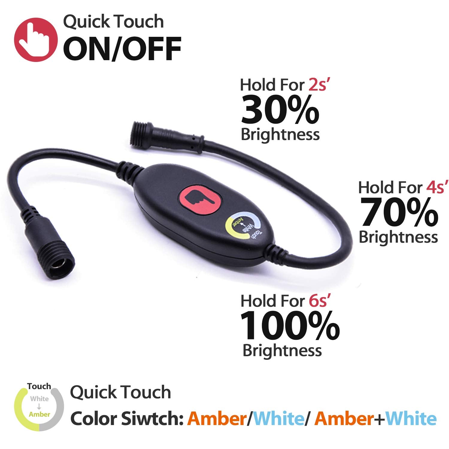ALL-TOP Flexible Camping Light Strip - 1300 Lumen, IP67 Water Resistant, White/Amber, Model ATLED120WHAM