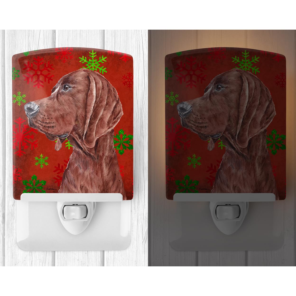 Carolines Treasures Ceramic Night Light, Redbone Coonhound, 6x4x3in, Multicolor, Model SC9755CNL, UL-Certified for Bedroom, Bathroom,