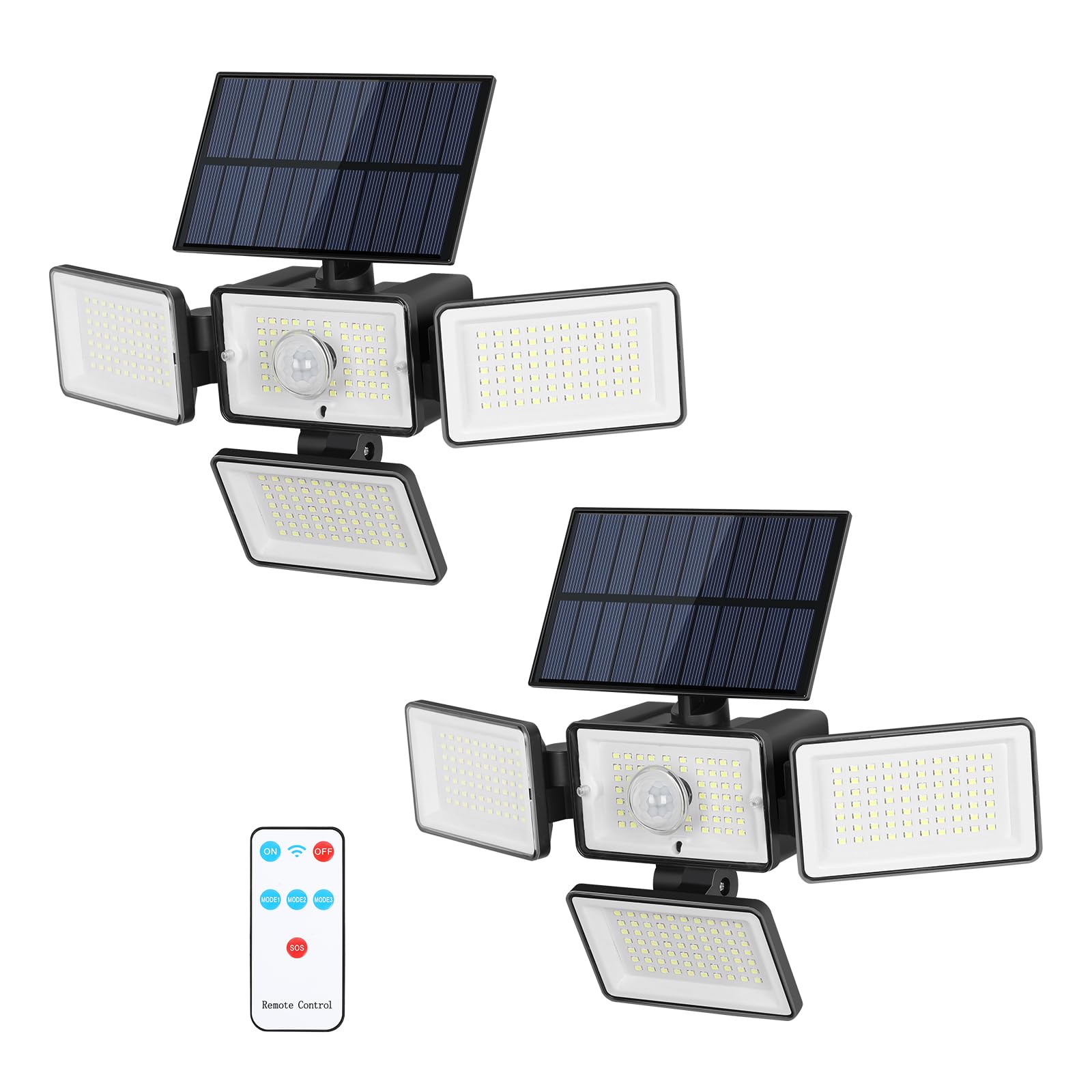 Fogein Solar Outdoor Lights 288 LED Motion Sensor 2 Pack Black IP65 Waterproof