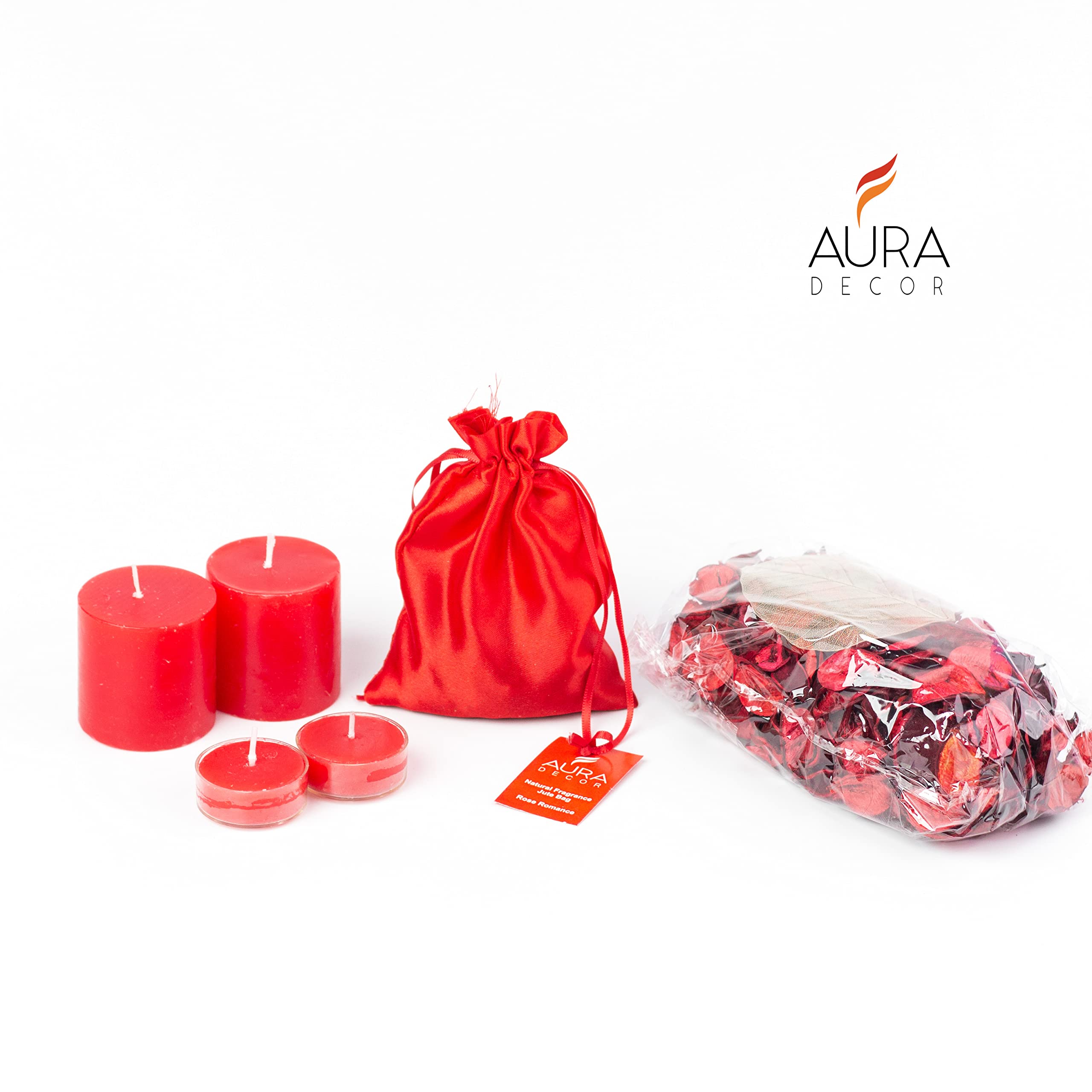 AuraDecor Candle Gift Set || Air Freshener || Pillar Candle || Potpourri || Acrylic Tealight Candles || Gift Set || Tealight Can