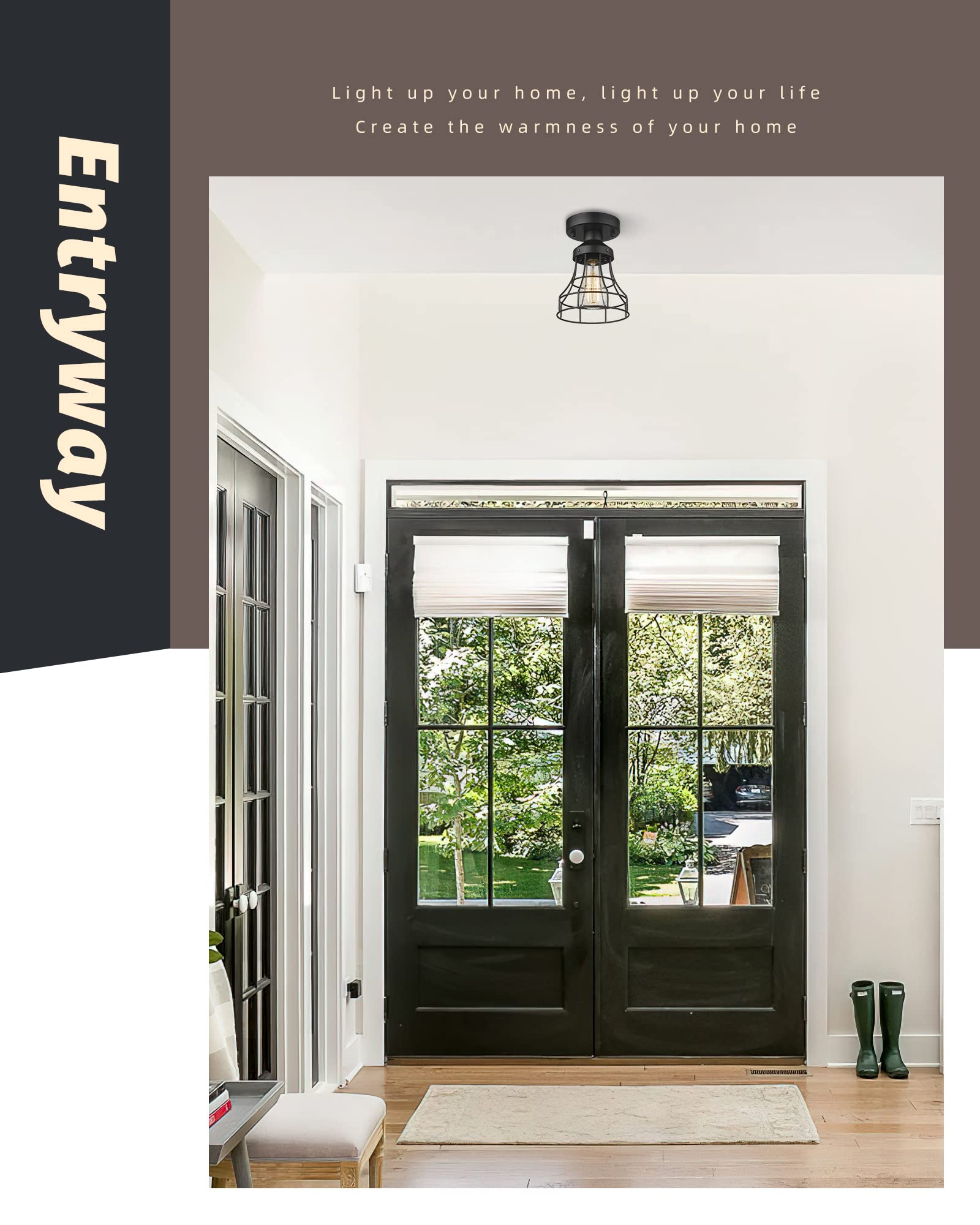 Vicnie 2-Light Flush Mount Ceiling Light, 12&quot; White Metal & Frosted Glass Fixture For Home