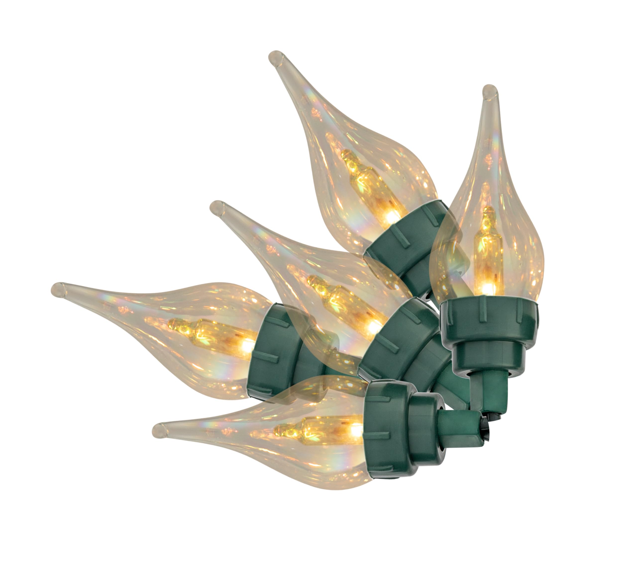 Tupkee Twinkle Flame Tip Light Set - 50 Clear Mini Bulbs, 15.5 ft String, Indoor/Outdoor Christmas Lights