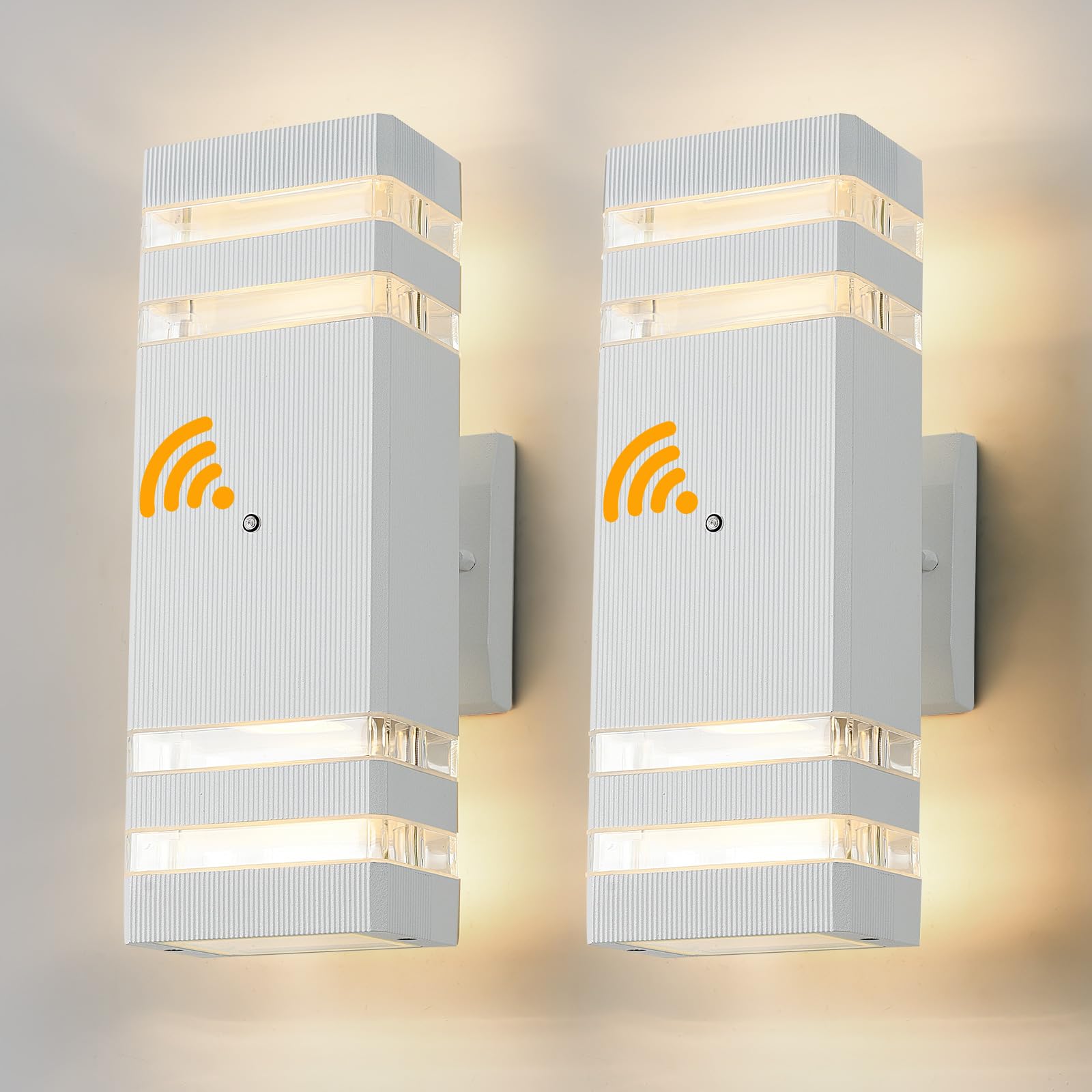 TEBLAMPUE Dusk to Dawn Outdoor Wall Lights 2 Pack  White Up and Down Exterior Wall Light Fixture Outdoor Lights for House Hallway Garage Entryway
