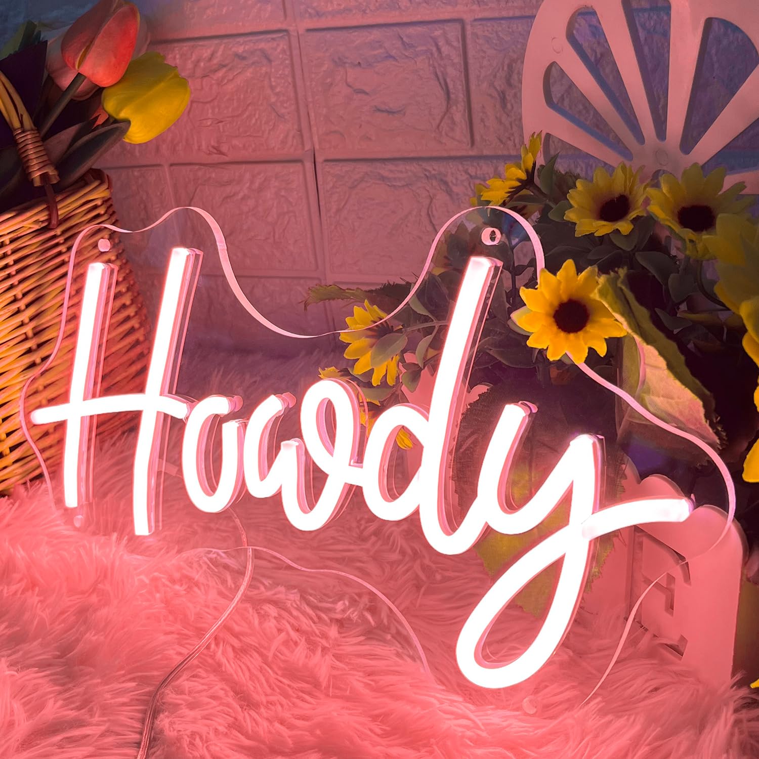 Hdjsign Howdy Neon Sign Hello Cowboy Neon Light For Wall Decor Usb Powered Led Light Up Signs Bar Pub Club Hotel Beauty Room Decor Aesthetic Birthday Gift (15X8.39)