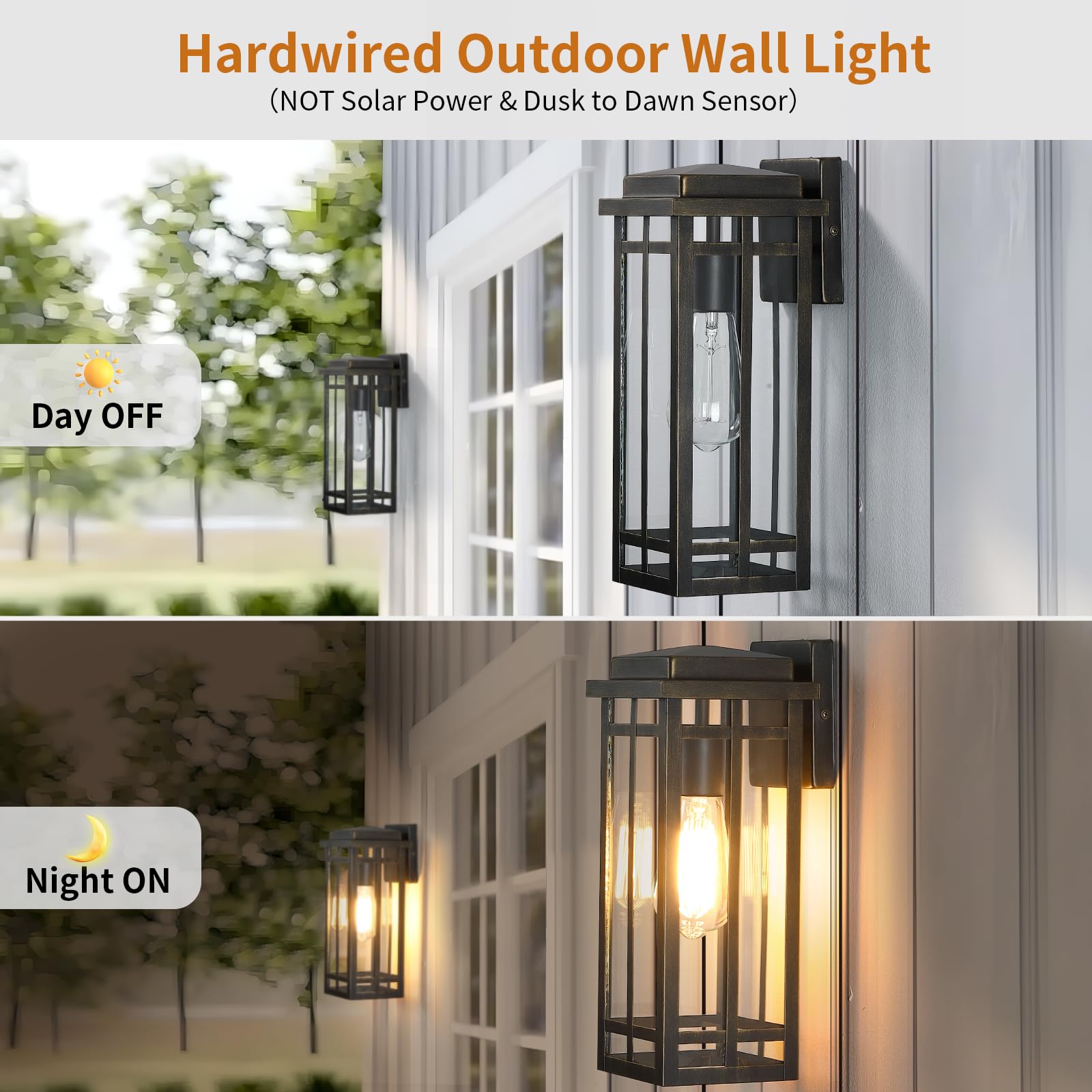 13.8'' Outdoor Wall Light Fixtures 2 Packs, Porch Lights Outdoor Lighting For House, Exterior Lighting Fixtures Wall Lantern, Wa