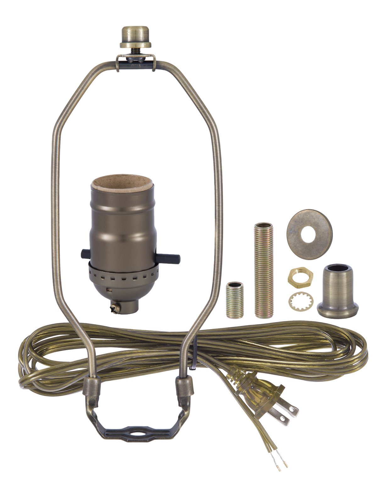B&P Lamp Antique Brass Finish Table Lamp Wiring Kit, 7 Inch Harp, Model 30552A8