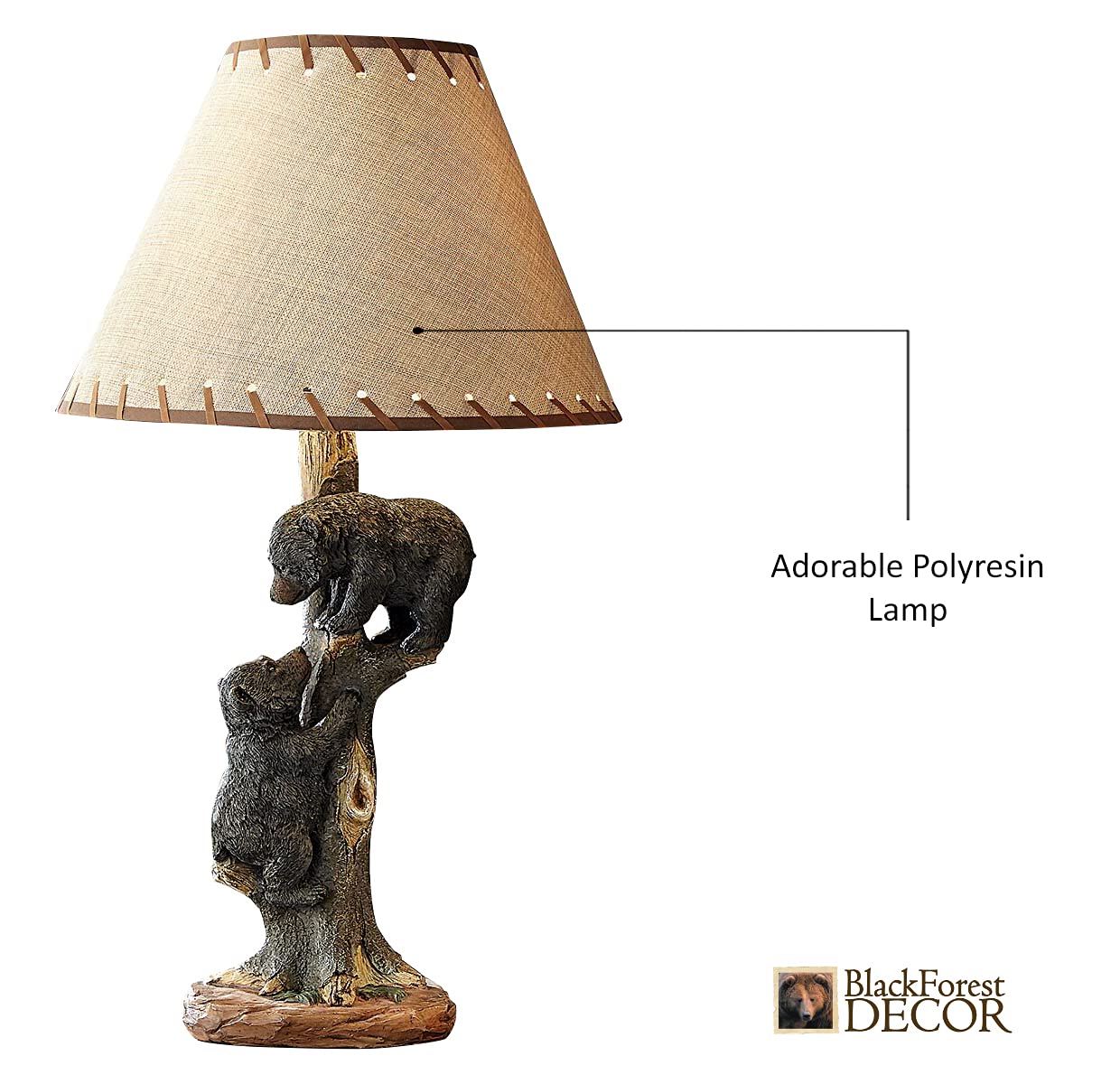 Black Forest D?Or Two Bear Cubs Table Lamp - Rustic Cabin Lighting For Living Room, Nightstand, Or Desk - 24''