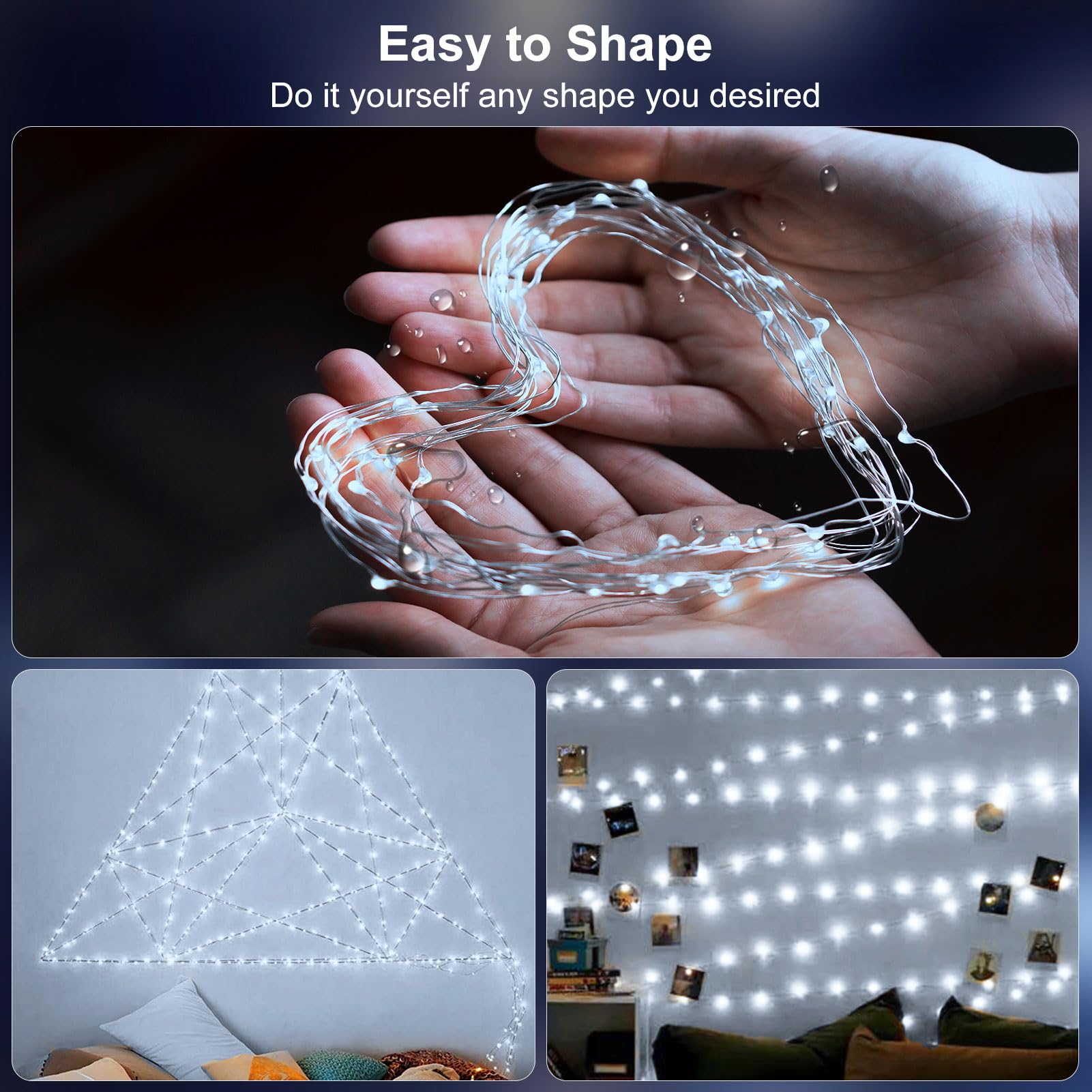 4 Pack Solar Fairy Lights 131.2Ft 400 Led, Twinkle Lights With 8 Modes, Waterproof Silver Wire String Lights For Garden Patio Pa