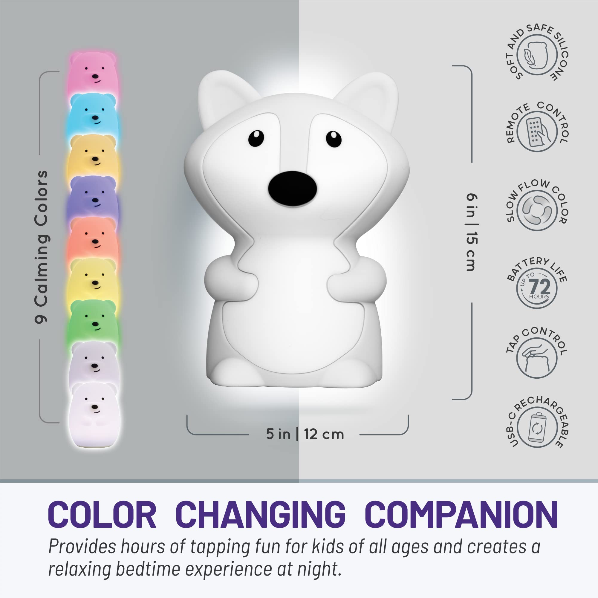 Lumipets Fox, Kids Night Light, Silicone Nursery Light For Baby And Toddler, Squishy Night Light For Kids Room, Animal Night Lights For Girls And Boys, Kawaii Lamp, Cute Lamps For Bedroom