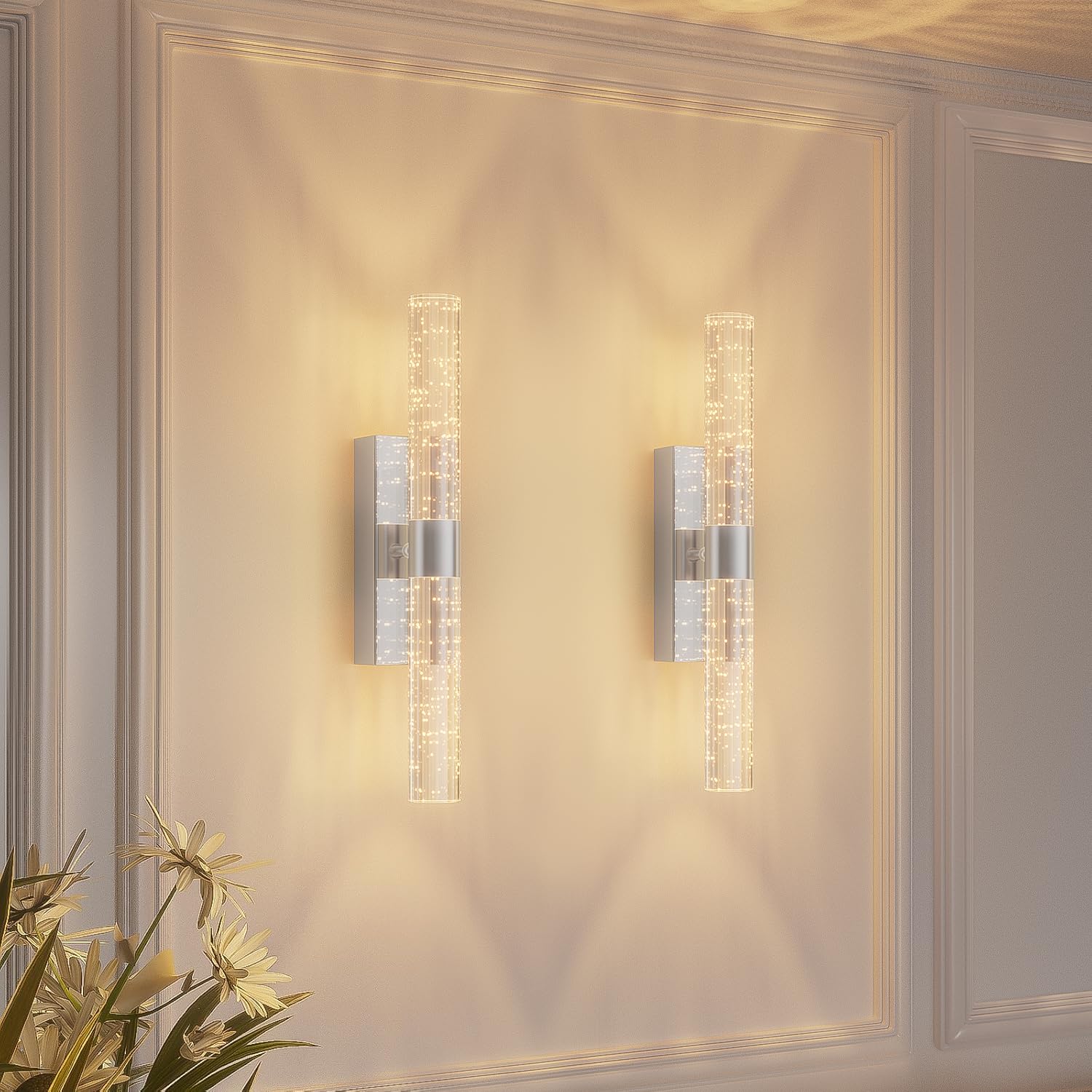 camuucci Battery Operated Wall Sconces Set of 2 Rechargeable Battery Powered Wall Light with 12000mAh Not Hardwired Dimmable Wal