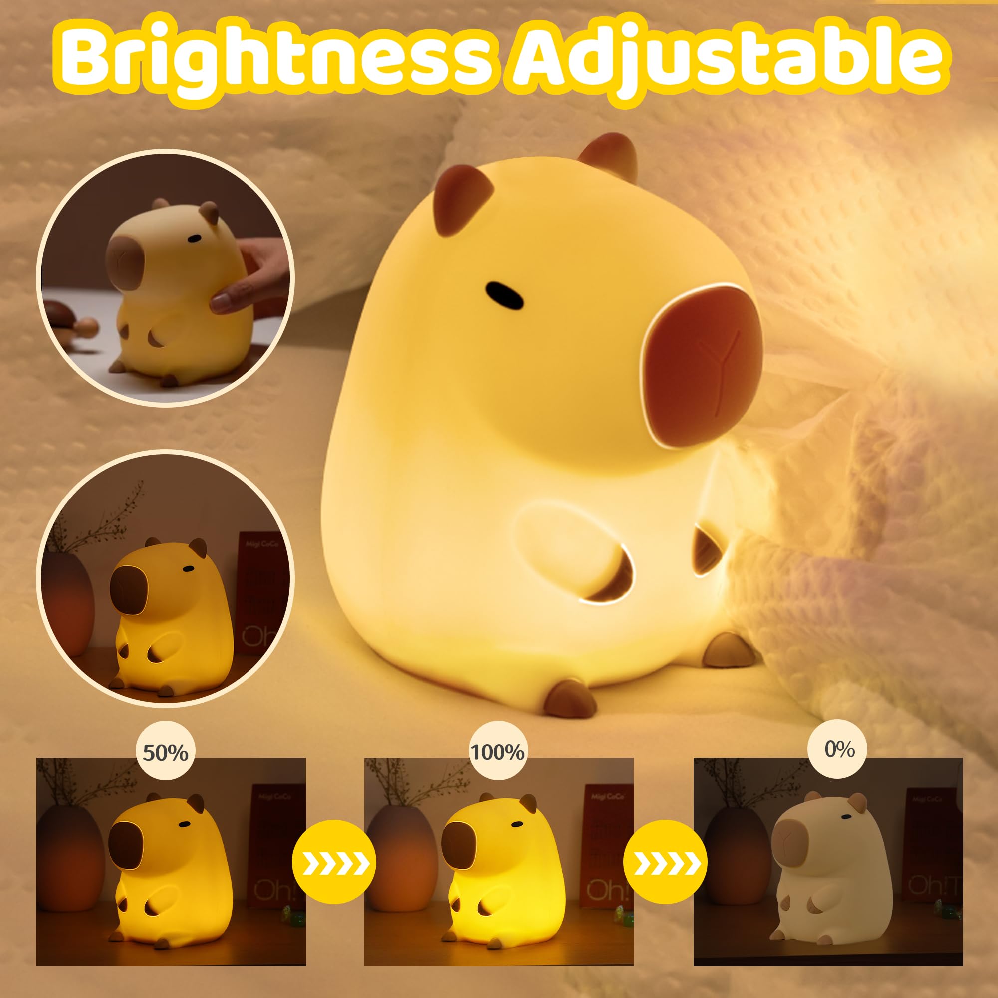nite Capybara Night Light  Cute Silicone Capybara Lamp For Kids  Soft Silicone Nursery Nightlight Usb Led Touch Lamp Bedroom Decor As Xmas Birthday Gifts For Boys Girls