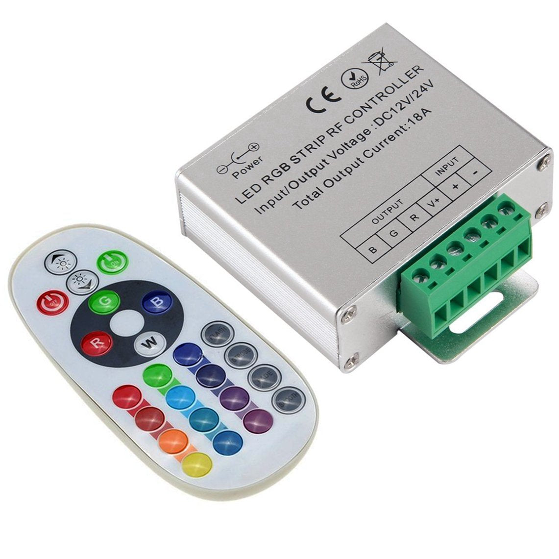 Dc 12V-24V 18A Led Lights Controller 24Key Rgb Remote Controller For 3528 5050 Rgb Led Strip Lights, Rgb Led Module Lights