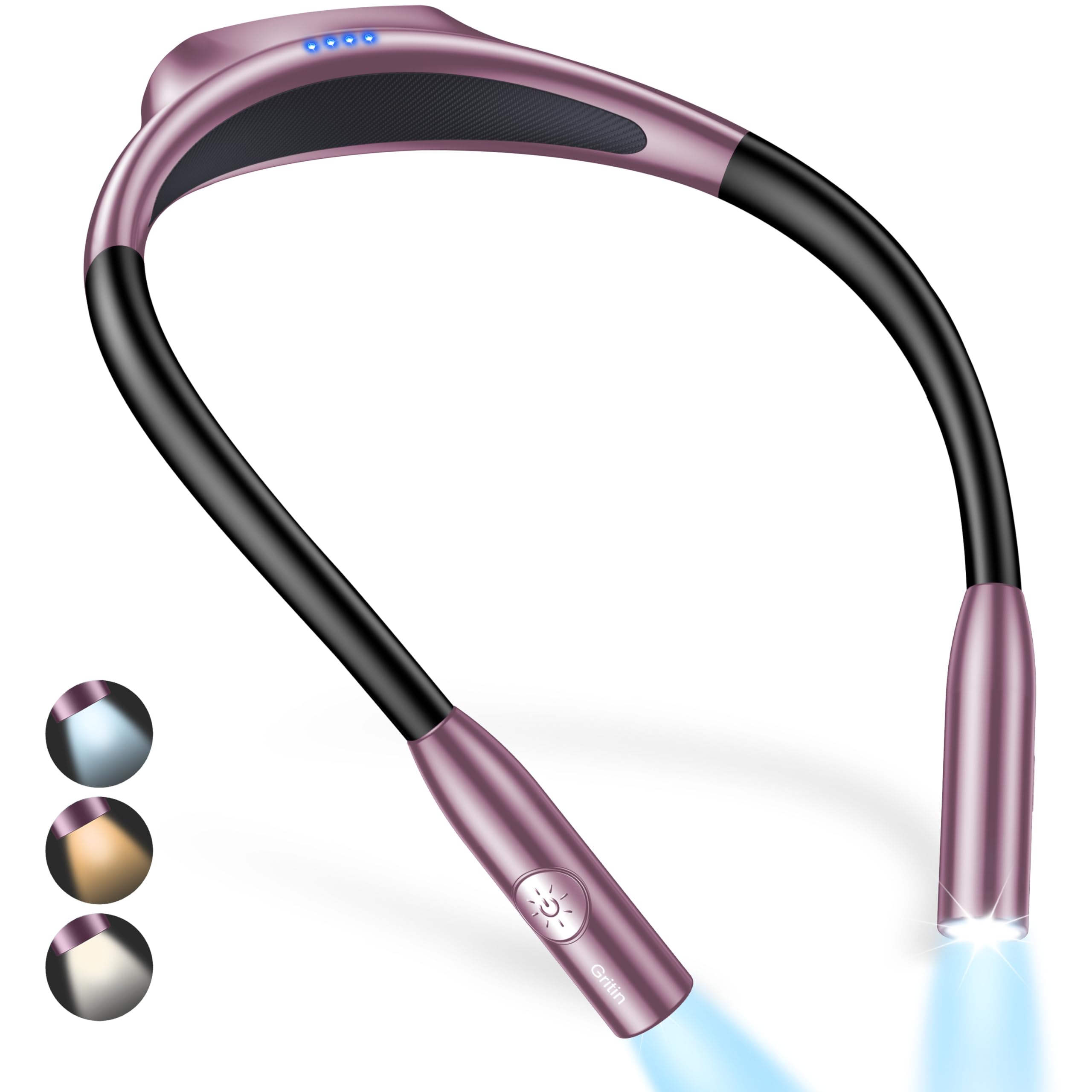 Gritin LED Neck Reading Light, Dimmable, 80+ Hrs Runtime, Compact, Night Violet, Model G1337