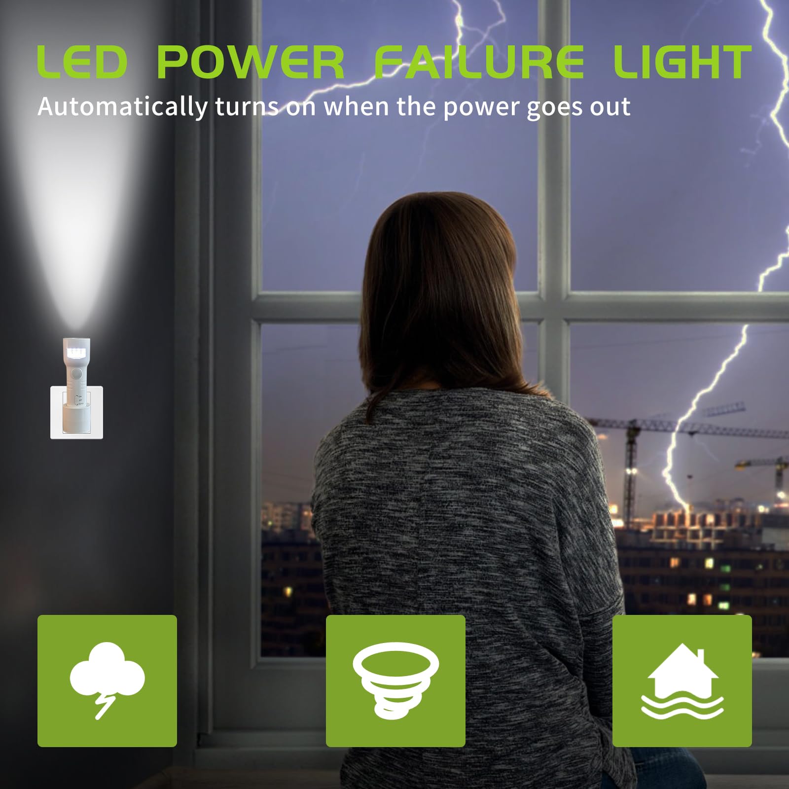 Naturalrise Motion Sensor Night Light,4 In 1 Led Rechargeable Plug In Flashlights & Nightlight,Led Emergency Power Failure Night