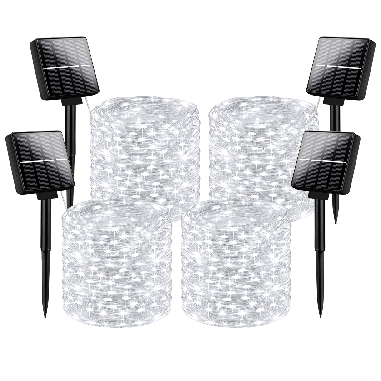Brightever Solar LED String Lights, 288ft, 4-Pack, 200 LEDs, Waterproof, Daylight White