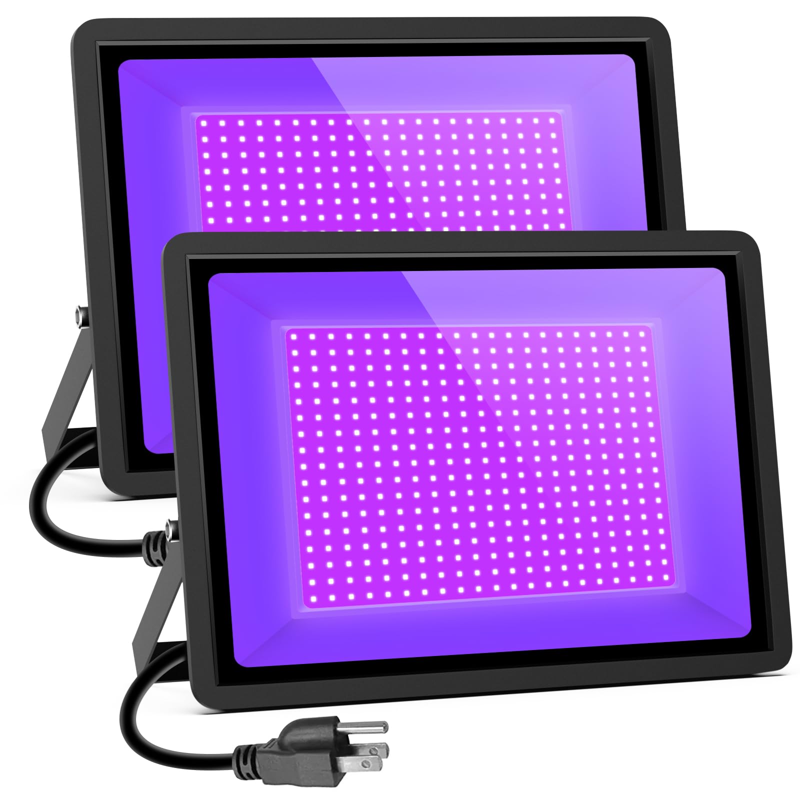 Tansir Black Lights 600W LED Black Lights Flood Light with Plug(6ft Cable) for Blacklight Party  Stage Lighting  Aquarium  Body Discomfortt  Fluorescent Poster  Neon Glow in The Dark Night