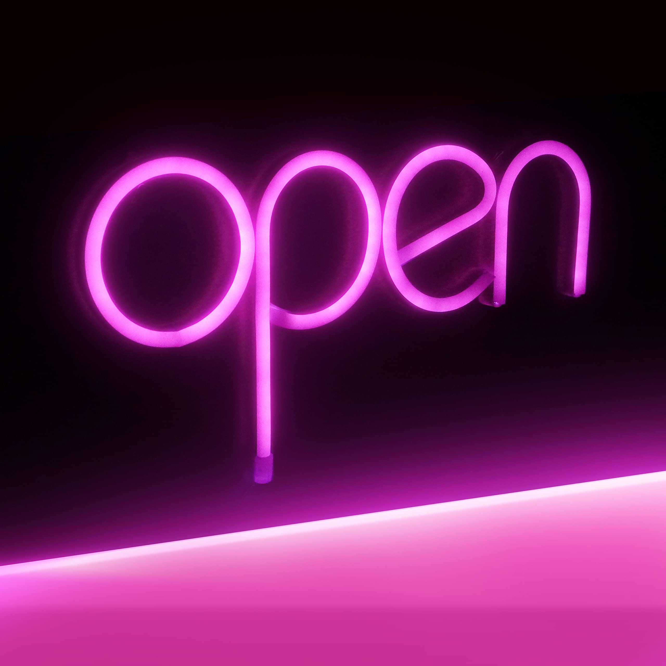 StarryMine LED Neon Open Sign, Pink, 13.8inx7.1in, USB or Battery Powered, Ideal for Business, Party, Bar, Salon, Wall Decor