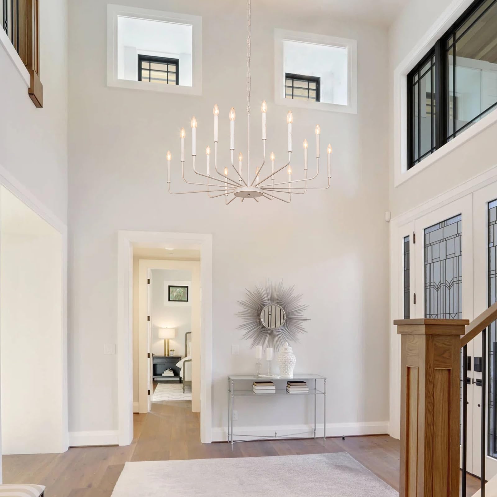 French Country Chandelier  16 Light Farmhouse Chandeliers For Dining Room Lighting Fixtures Hanging  White Chandelier Light Fixture  Industrial Chandeliers For Living Room Kitchen Staircase Foyer