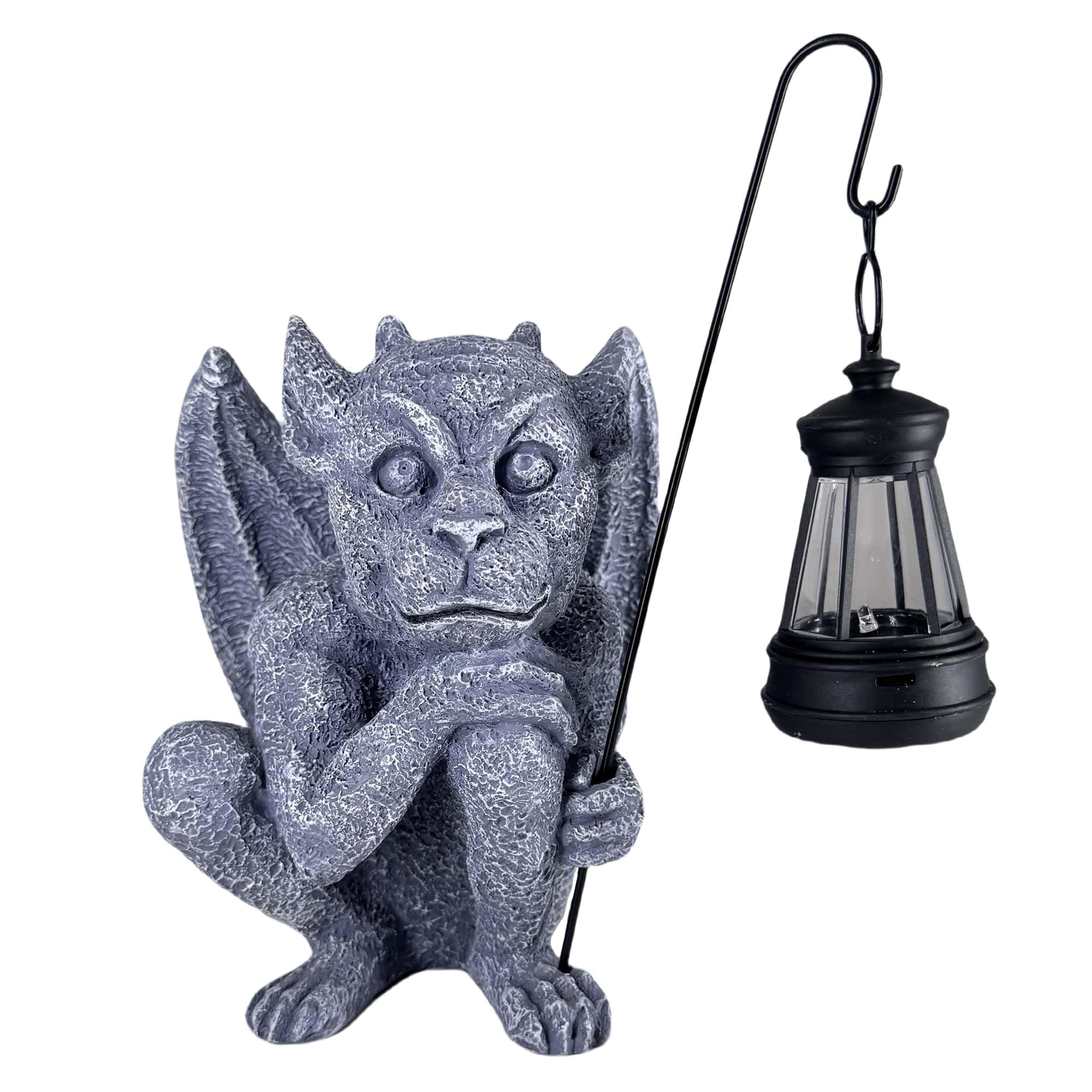 memeyou Gargoyle Statues Outdoor with Solar Lantern Gothic Garden Lamp Decor Outside Dragon Winged Gargoyle for Porch Patio Lawn