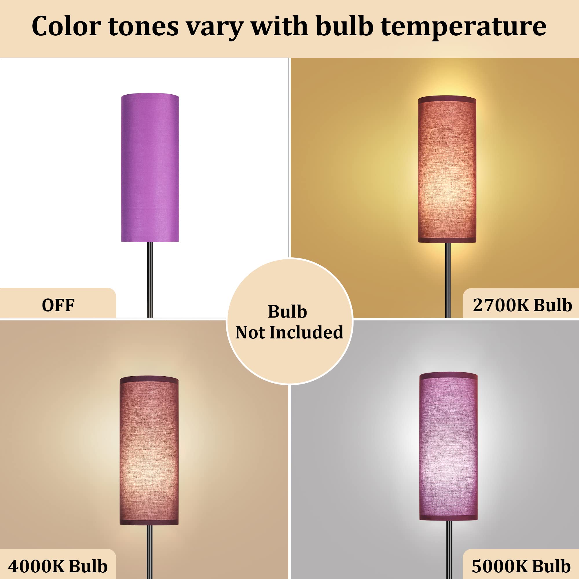 Partphoner Floor Lamp For Living Room, Modern Standing Lamps With Lampshade, Minimalist Tall Lamp With Foot Switch For Living Ro